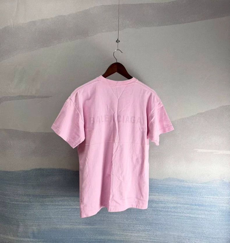 Balenciaga Balenciaga Pink Front and Back Letter Logo Short Sleeve Size S / US 4 / IT 40 - 3 Thumbnail