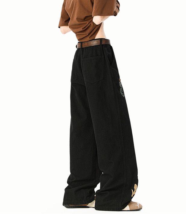 Japanese Brand Men's street hip-hop wide-leg loose flared embroidered jeans Size US 32 / EU 48 - 5 Thumbnail