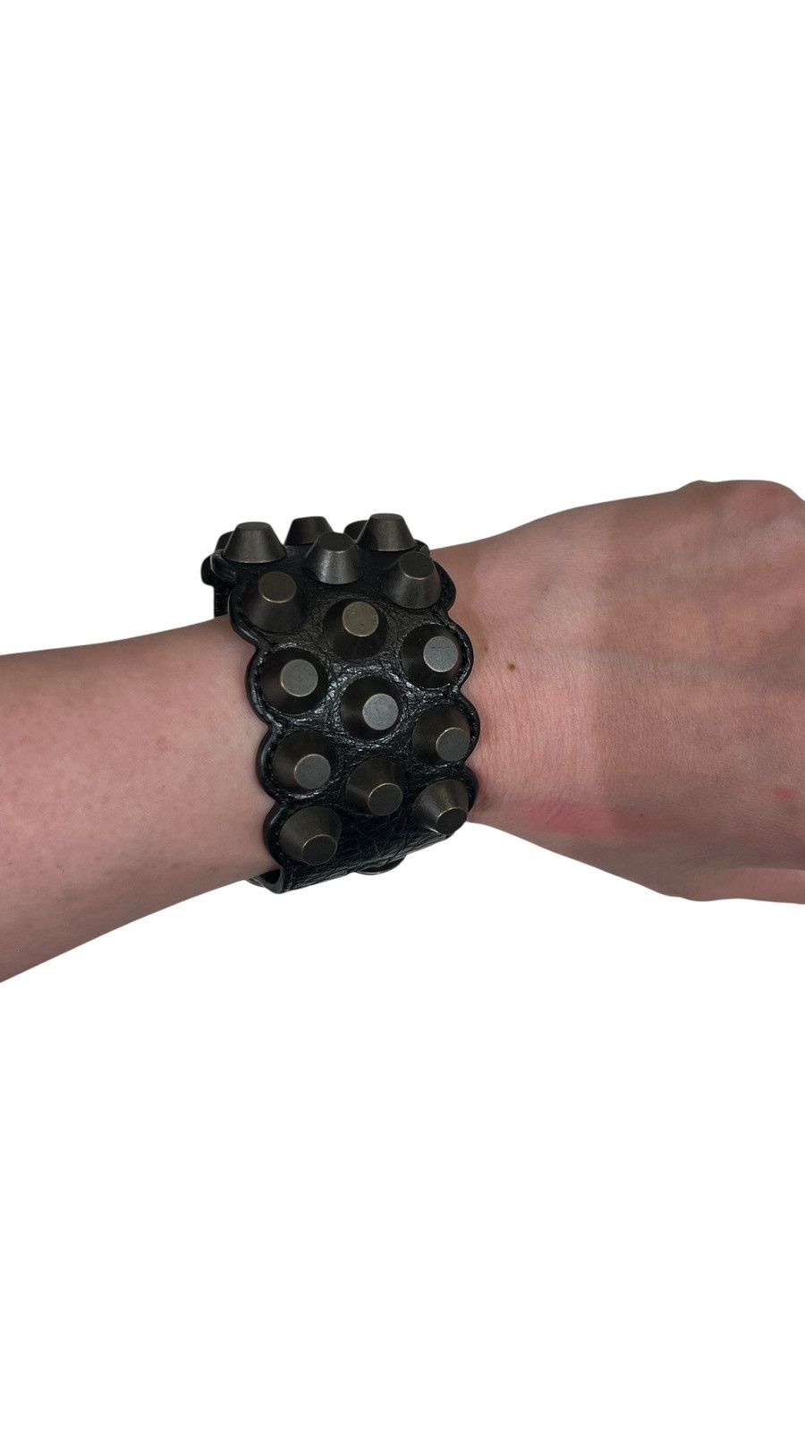 Balenciaga Balenciaga Black Agneau Triple Stud Leather Bracelet NWT Size ONE SIZE - 2 Thumbnail