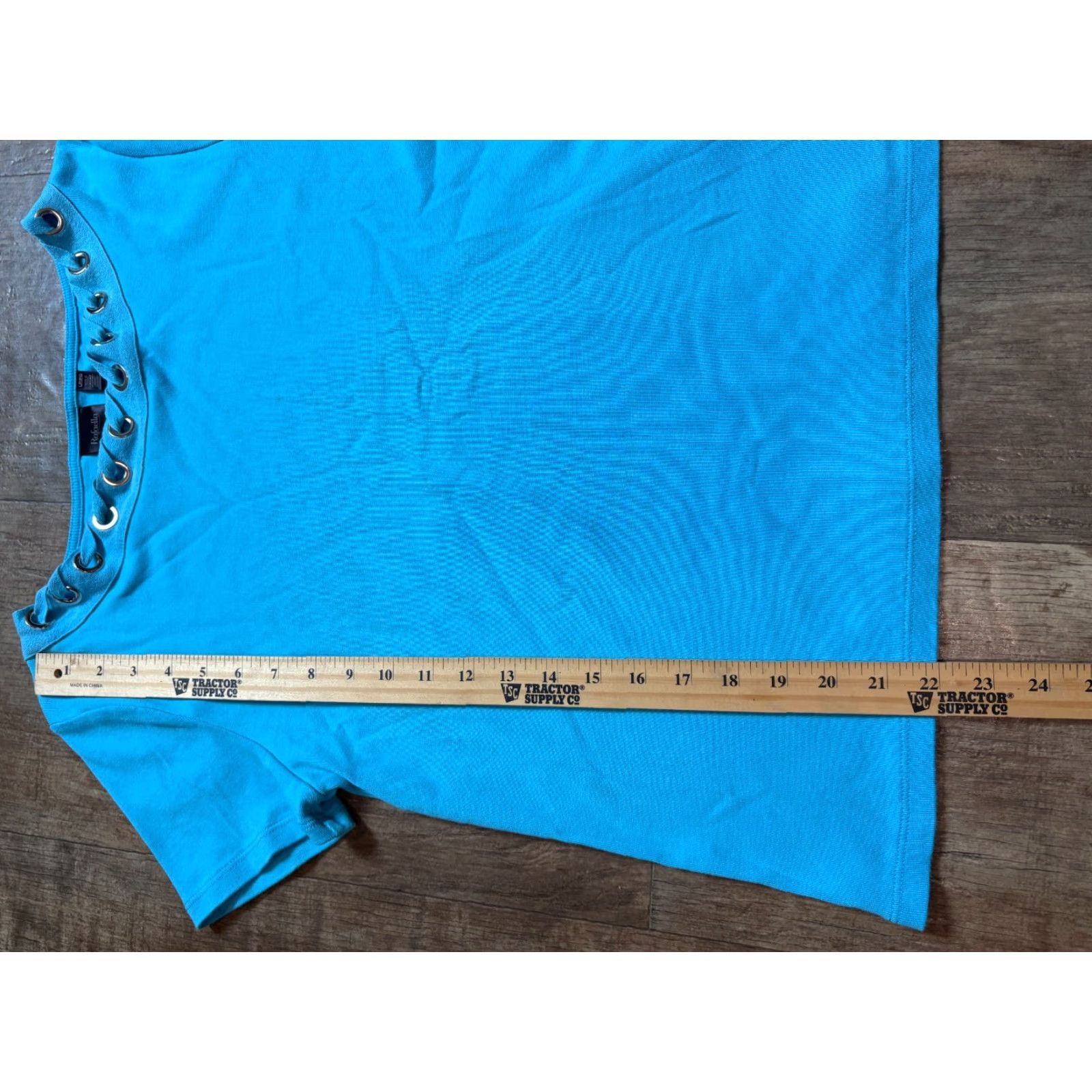 Vintage Rafaella Top Womens L P Blue Short Sleeve Cotton Shirt Petite Large Size L / US 10 / IT 46 - 2 Thumbnail