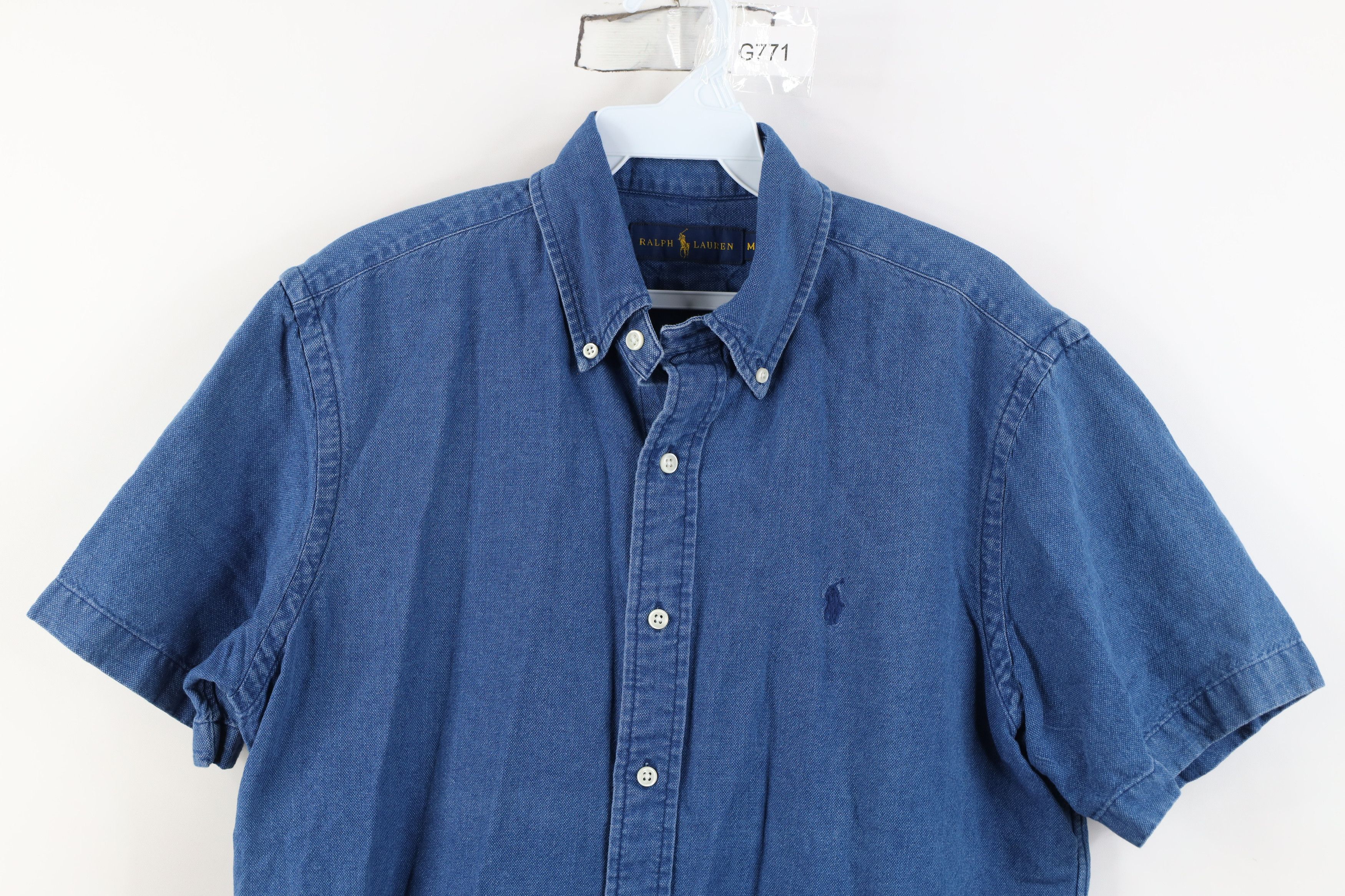 Ralph Lauren Vintage Ralph Lauren Short Sleeve Button Down Shirt Blue Size US M / EU 48-50 / 2 - 2 Thumbnail