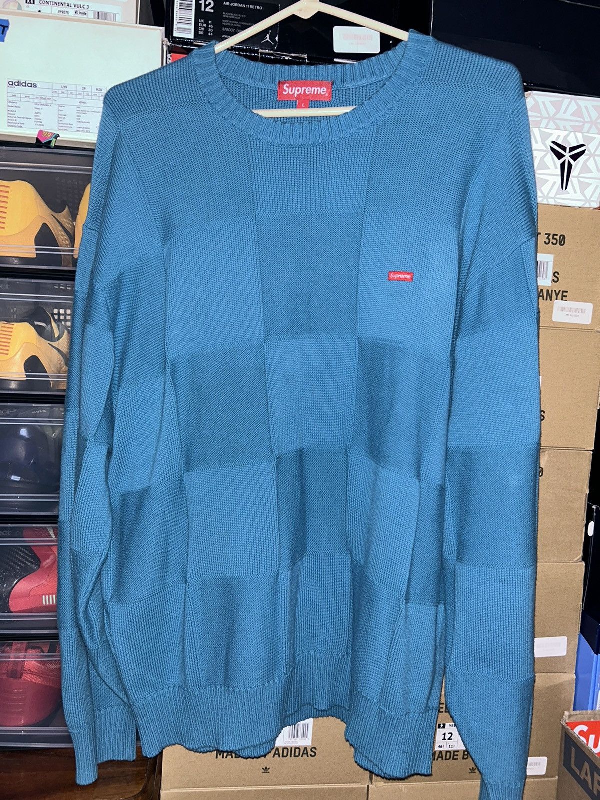 Supreme Supreme Tonal Checkerboard Small Box Sweater SS21 Blue Large Size US L / EU 52-54 / 3 - 1 Thumbnail