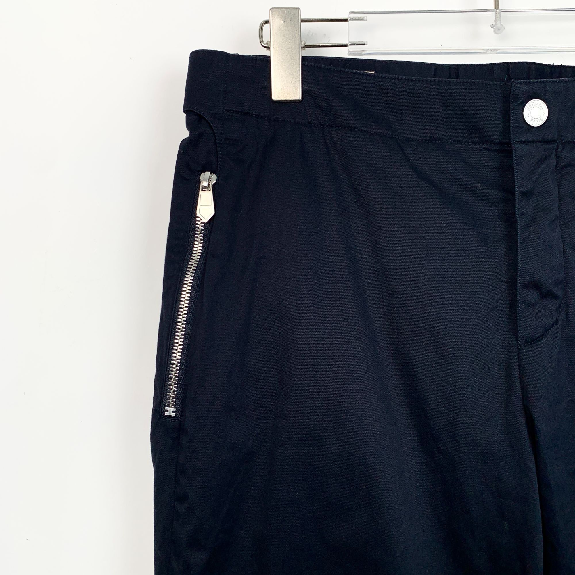 Hermes Hermes Black Cotton Straight Leg Trousers W/ Zipper Details Size US 26 / EU 42 - 6 Thumbnail