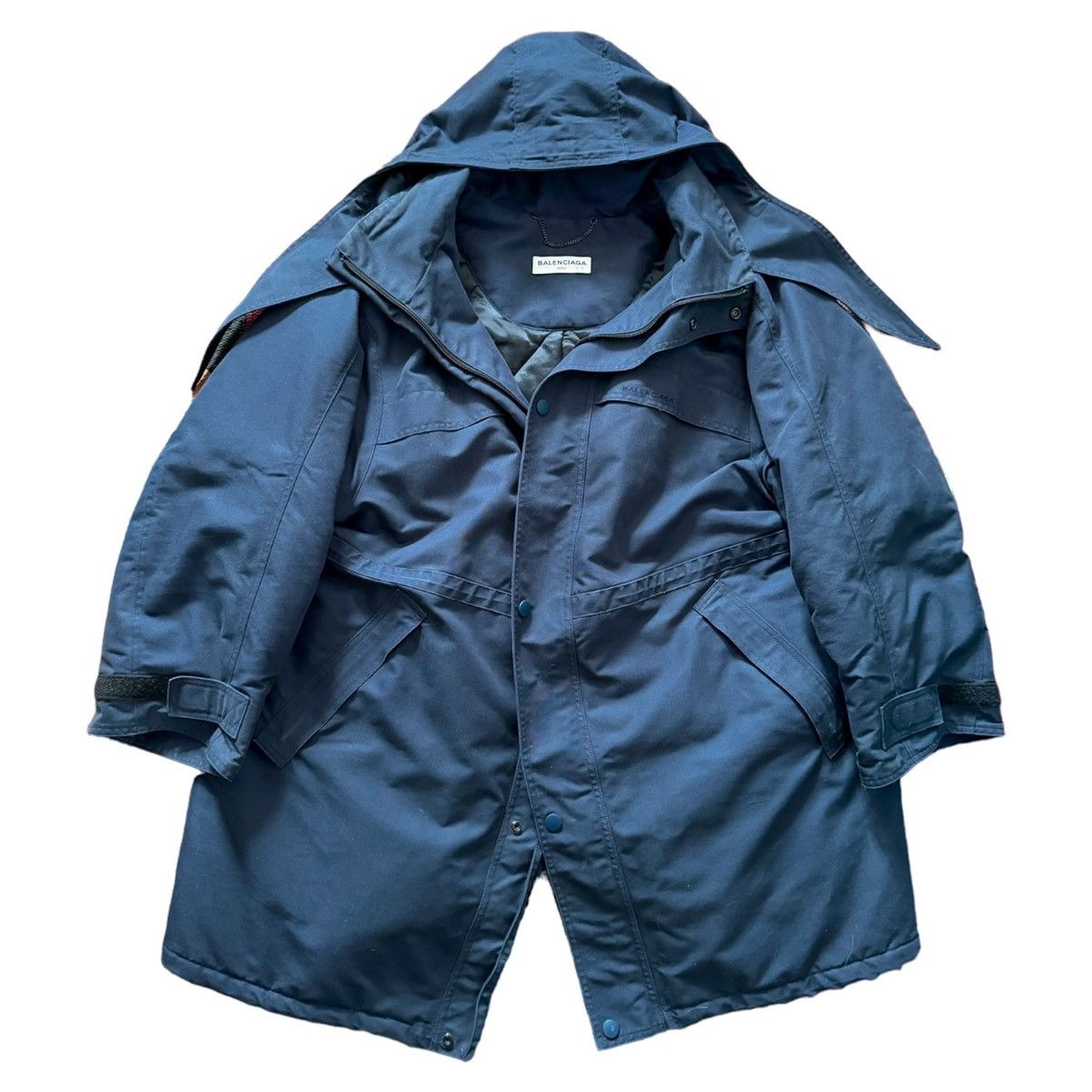 image of Balenciaga Cocoon Parka Pre-Fall 17 in Navy, Men's (Size XL)