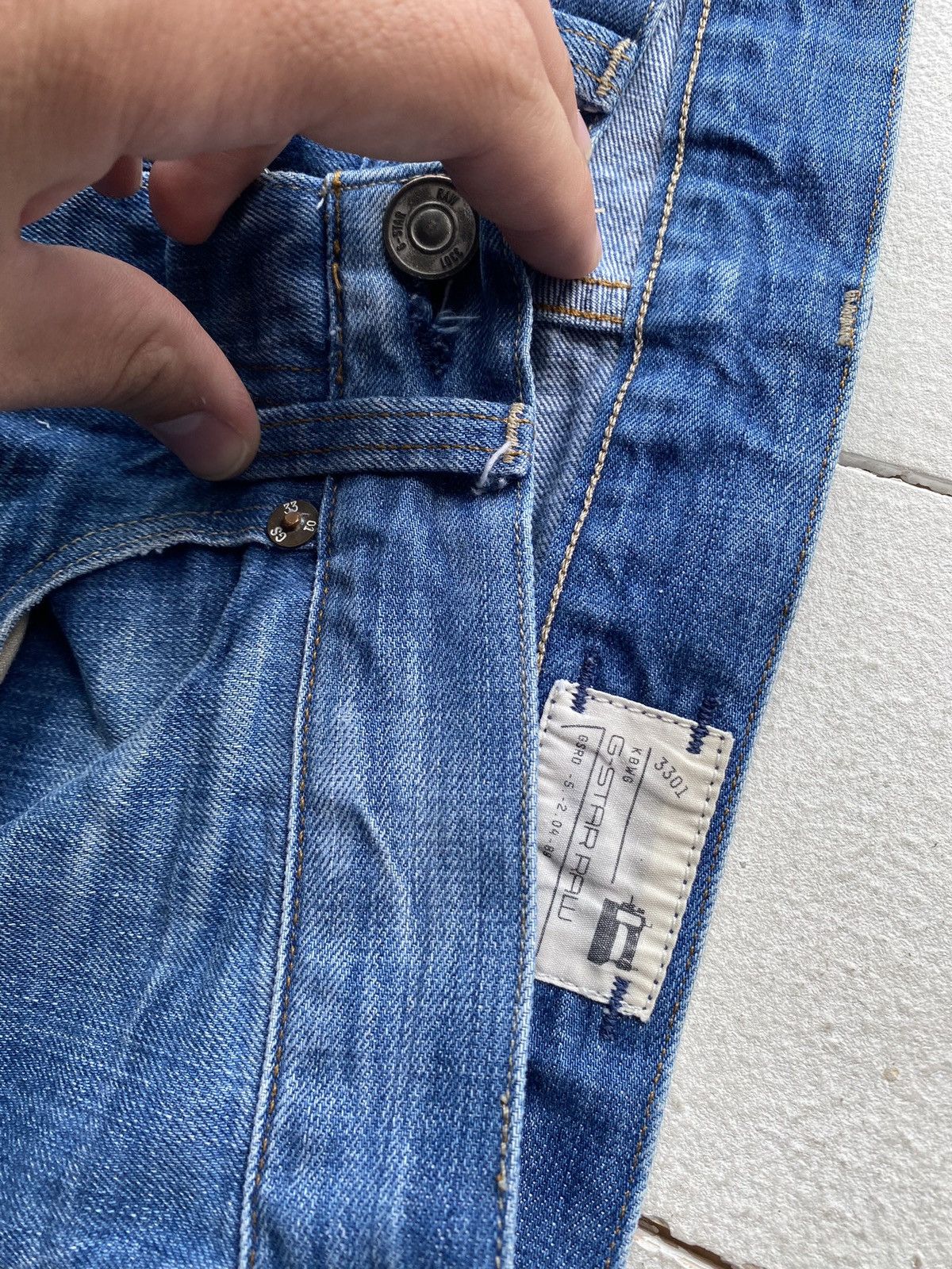 G-Star × Vintage VNTG G Star Raw Blue Gothic Avant Garde Blue Straight Jeans Size US 30 / EU 46 - 6 Thumbnail