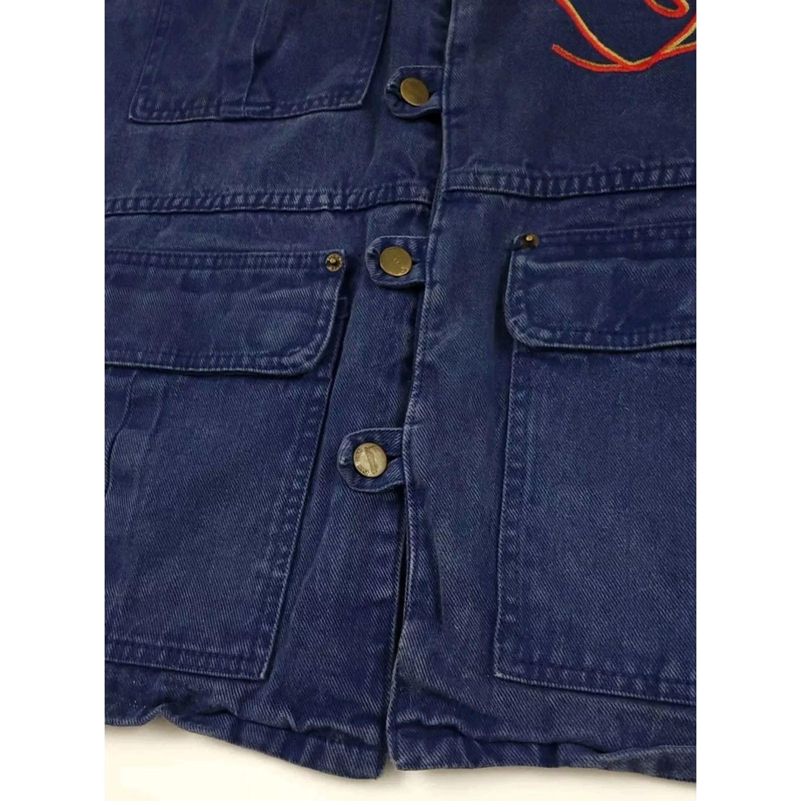 Karl Kani VINTAGE Karl Kani Cargo Vest Shirt Mens M Blue Cotton 90s Hip Hop USA Made Jeans Cargo vest Size 40R - 3 Thumbnail
