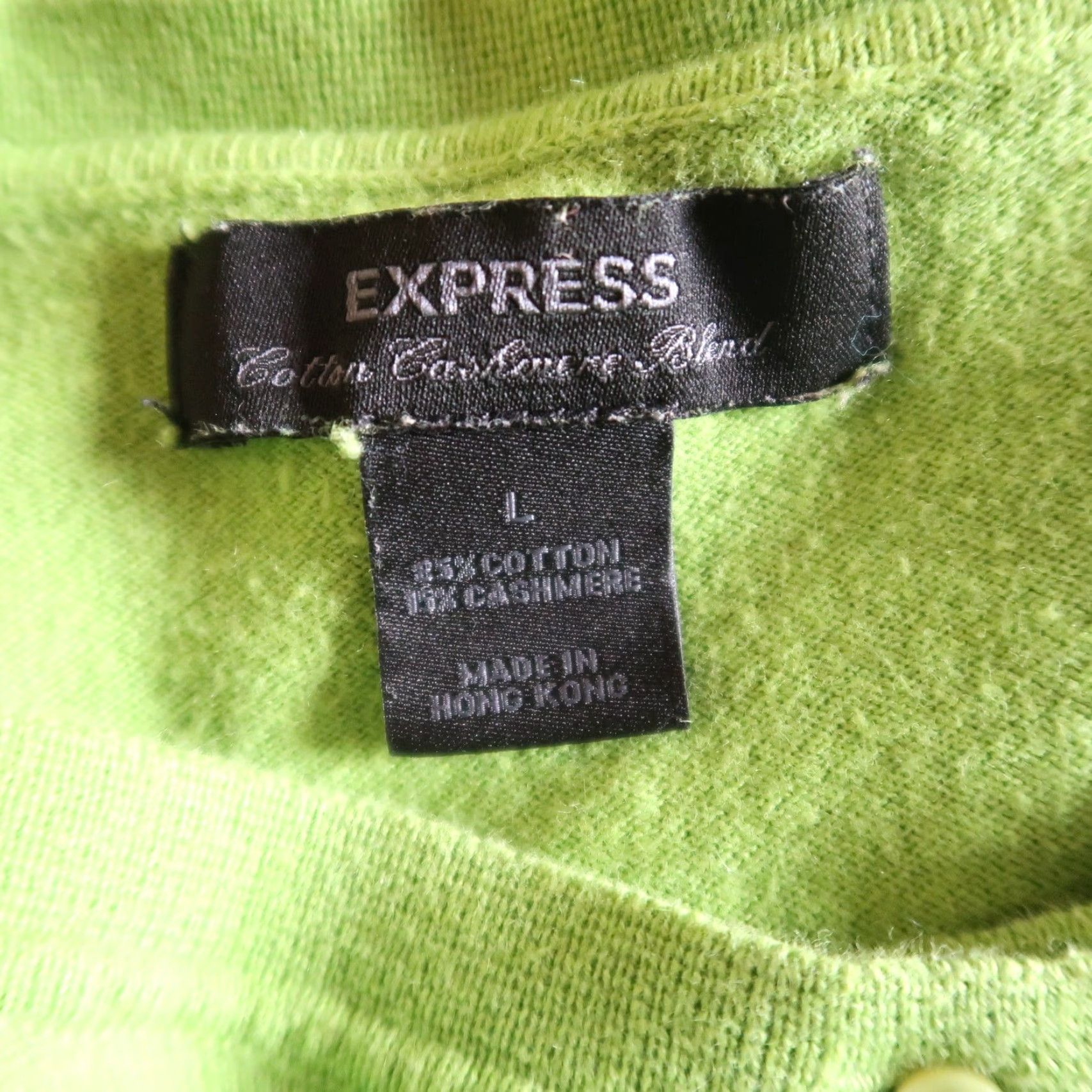 Express VINTAGE Express Cardigan Sweater 3/4 Sleeve Green Cotton Cashmere L Womens 90s Size L / US 10 / IT 46 - 5 Thumbnail