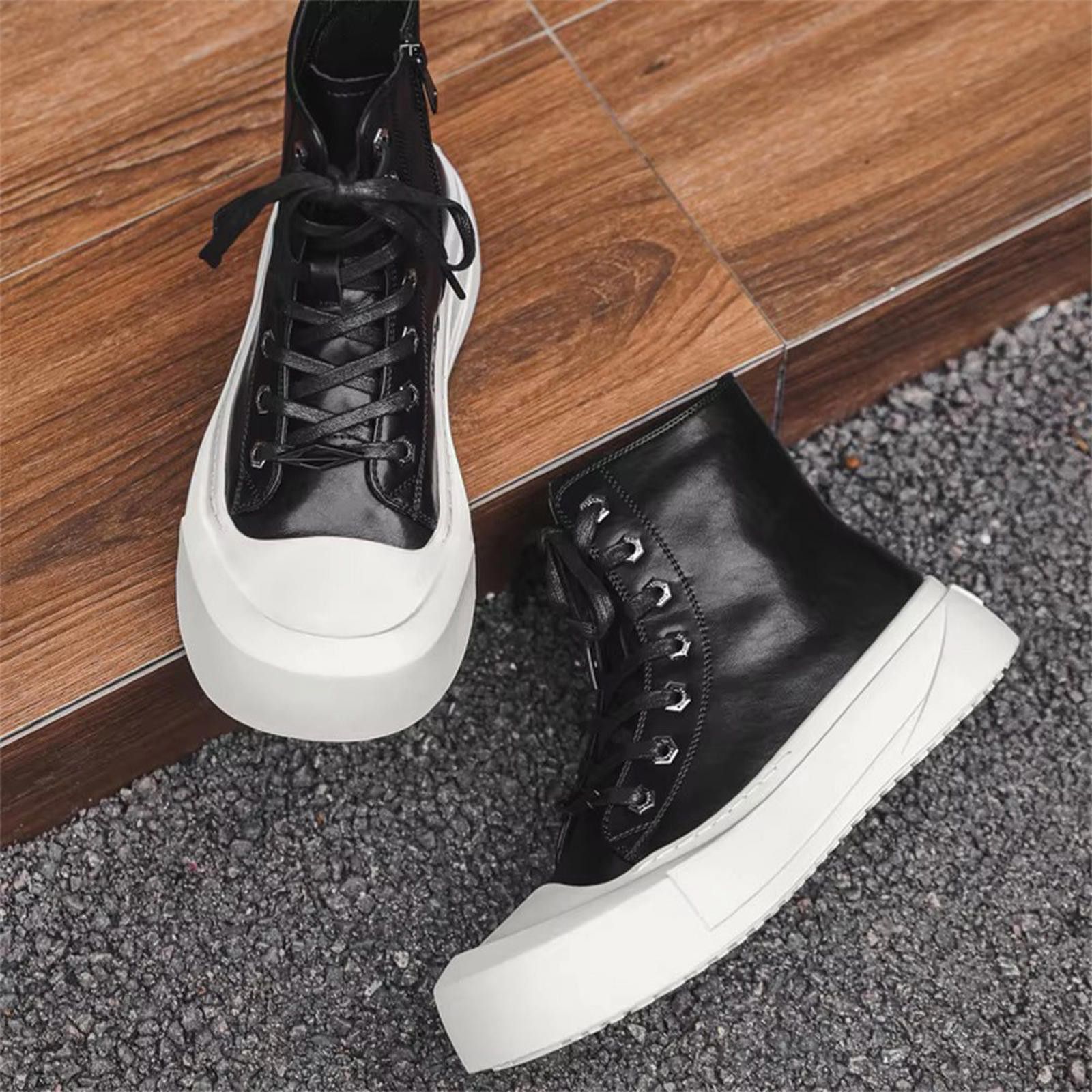 Leather High-Top Leather Platform Sneakers Size US 9 / EU 42 - 1 Thumbnail