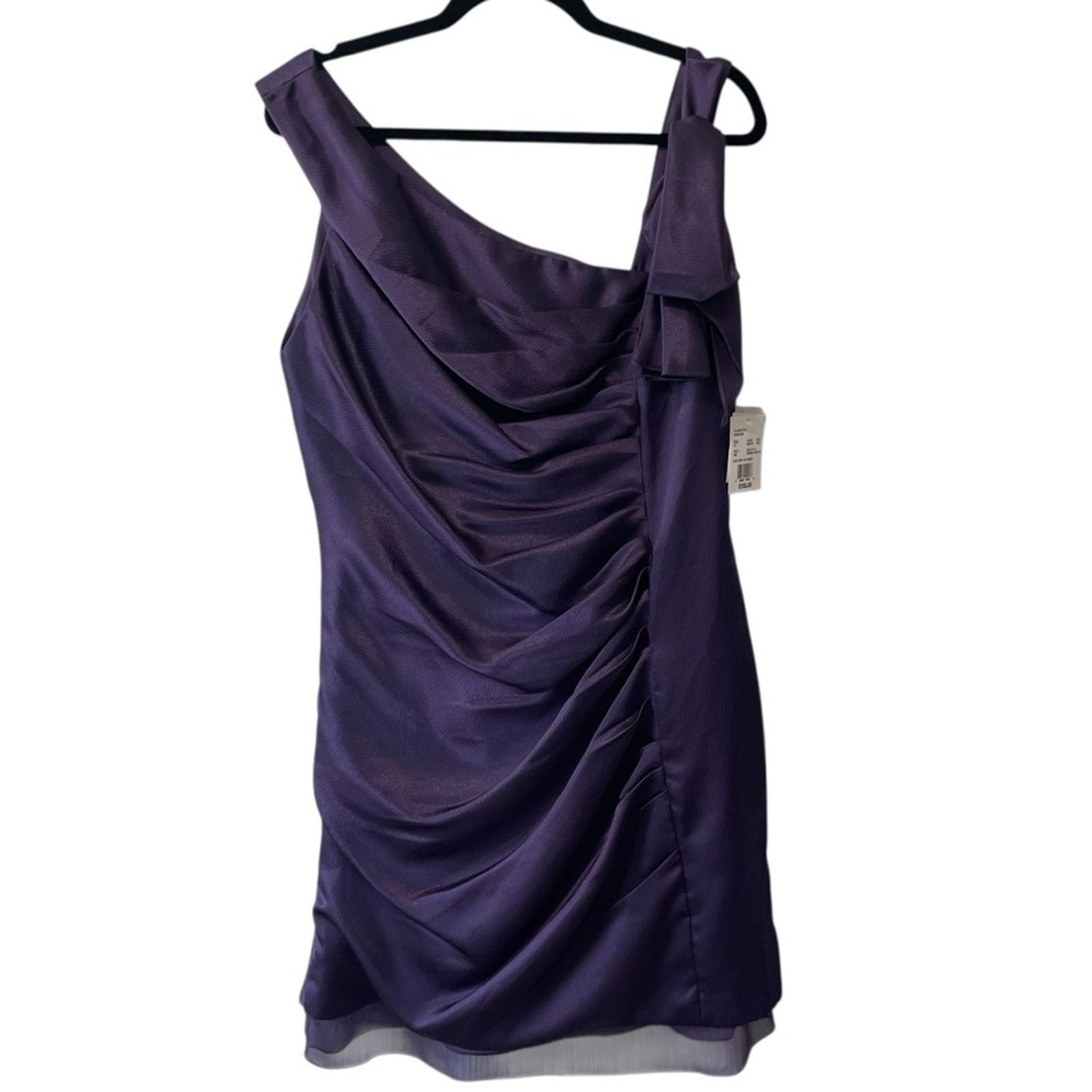 White by Vera Wang Side Asymetrical Satin Chiffon Dress 14