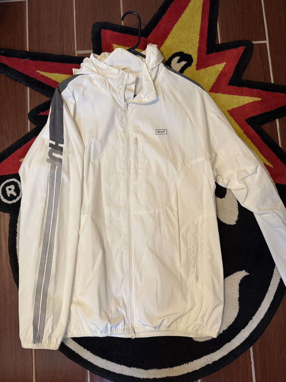 Huf HUF // WHITE WINDBREAKER Size US L / EU 52-54 / 3 - 1 Thumbnail