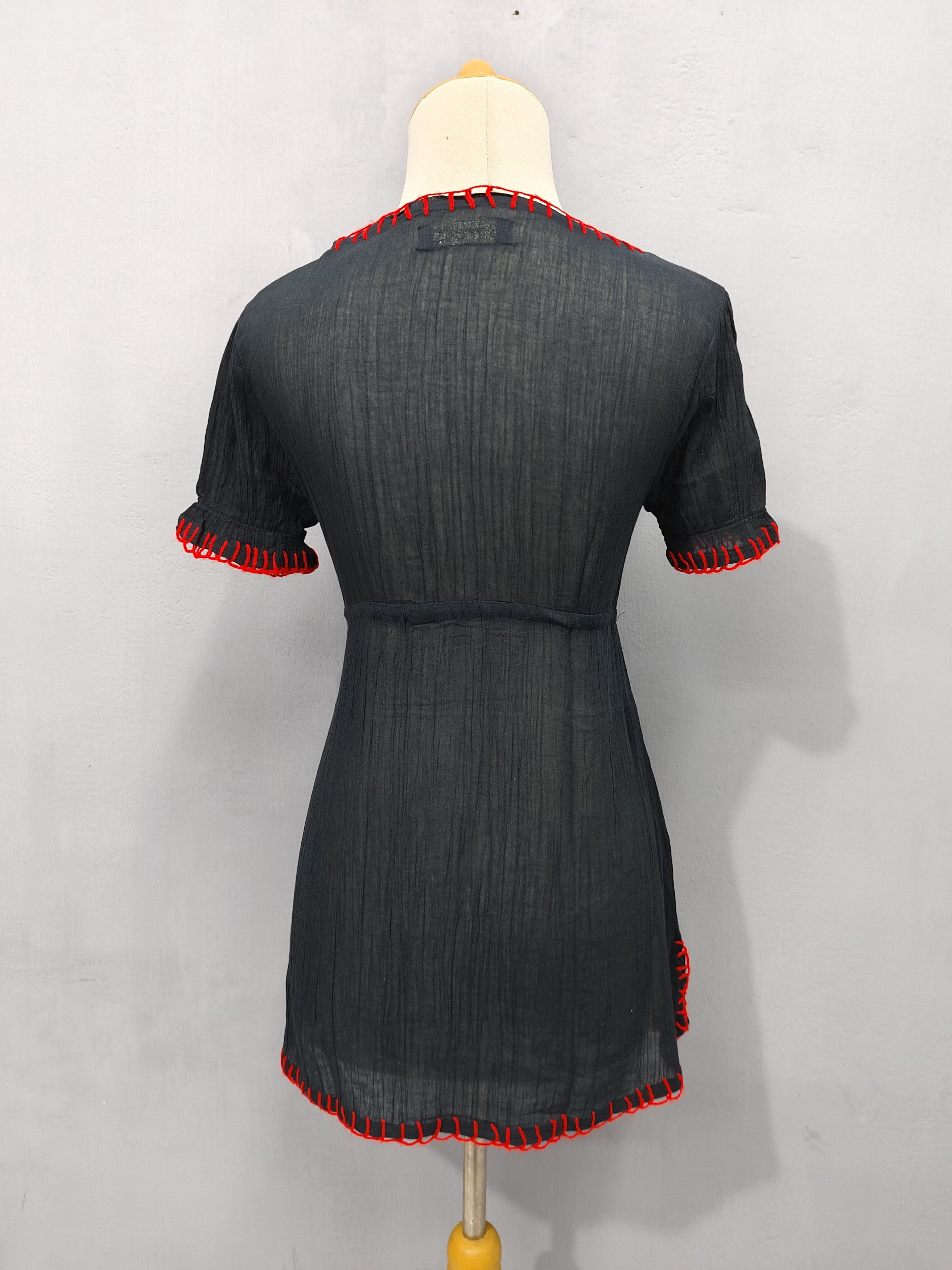 Japanese Brand 00s Braggin'Jam- Indie Hippie Floral Embroidery Red Stitch Size M / US 6-8 / IT 42-44 - 4 Thumbnail