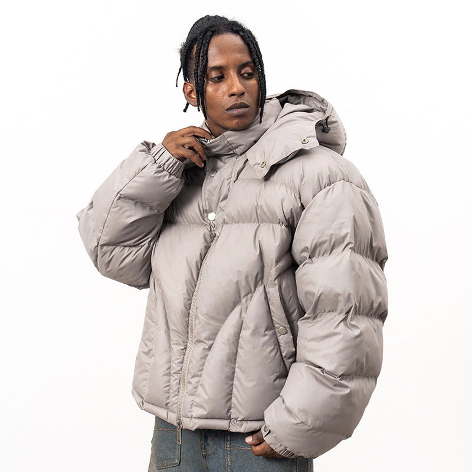 Japanese Brand Beige Puffer Jacket with Hood, Warm Winter Coat Size US M / EU 48-50 / 2 - 3 Thumbnail