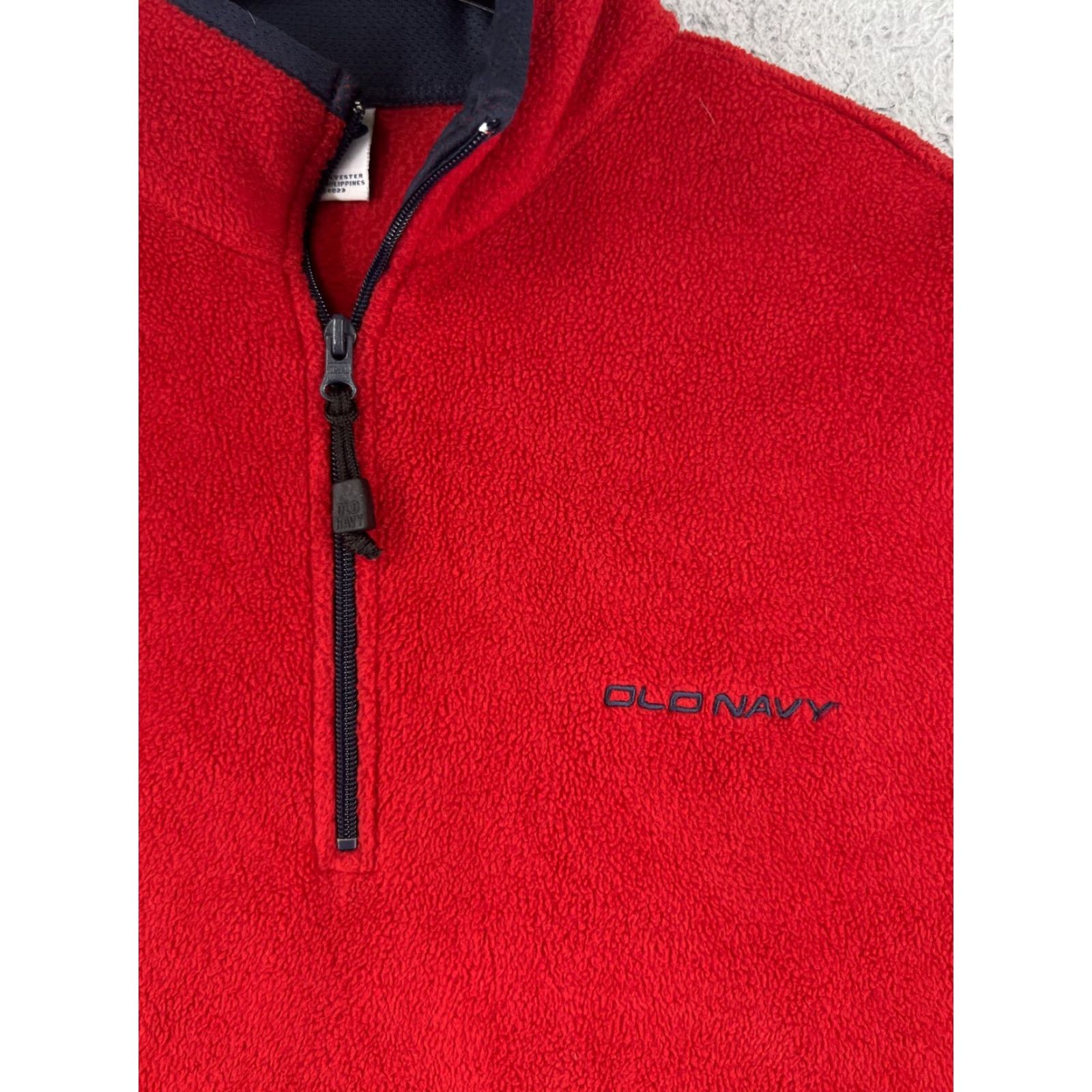 Old Navy Old Navy Mens Sweater Shirt Large Red 1/4 Zip Fleece Mock Neck Long Sleeve Polyester Embroidered Logo 90s? Size US L / EU 52-54 / 3 - 3 Thumbnail