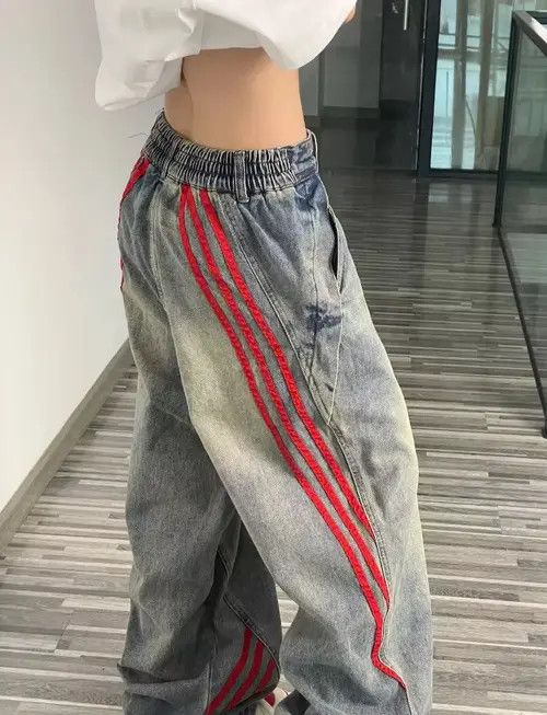 Japanese Brand Kimijima x Kumi Striped Quilted Distressed Jean Size US 29 - 1 Thumbnail
