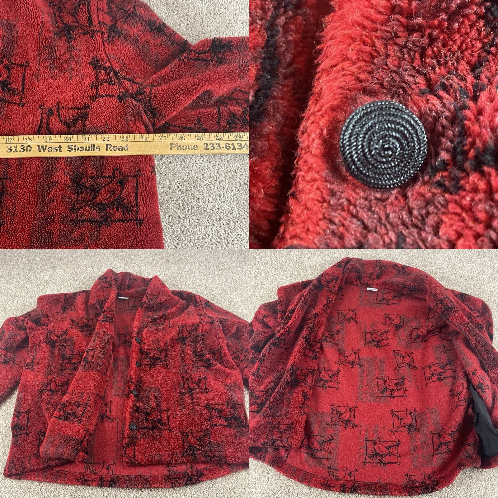 Vintage VINTAGE Jacket Womens L/XL Cardinals Birds Gorp Grandma Red & Black Fleece USA Jacket Size L / US 10 / IT 46 - 8 Thumbnail