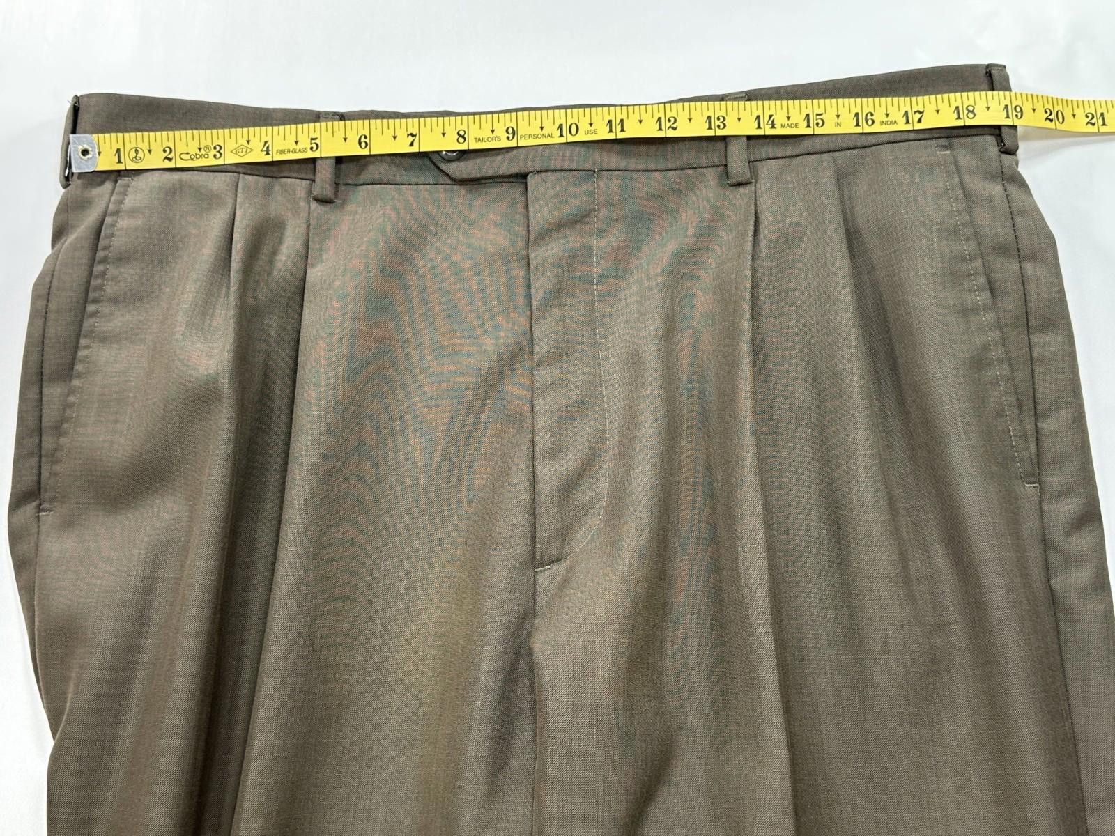 Perry Ellis Perry Ellis Pleated Straight Leg Dress Pants Brown Men 38/34 Size US 38 / EU 54 - 3 Thumbnail