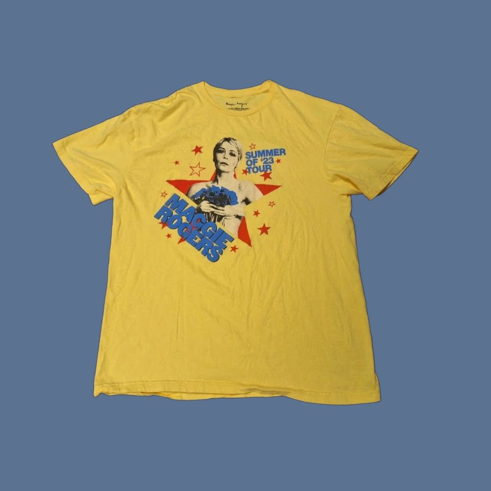 Vintage Maggie Rogers Summer Yellow Feral Joy 2023 Tour Shirt L Band Size US L / EU 52-54 / 3 - 1 Thumbnail