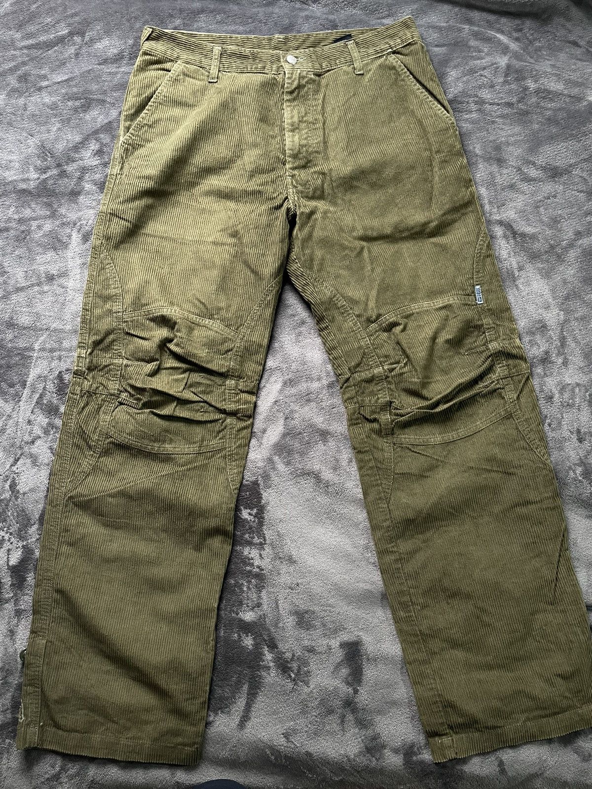 Image of Diesel Wide Corduroy Pants Italy in Green, Men's (Size 34)