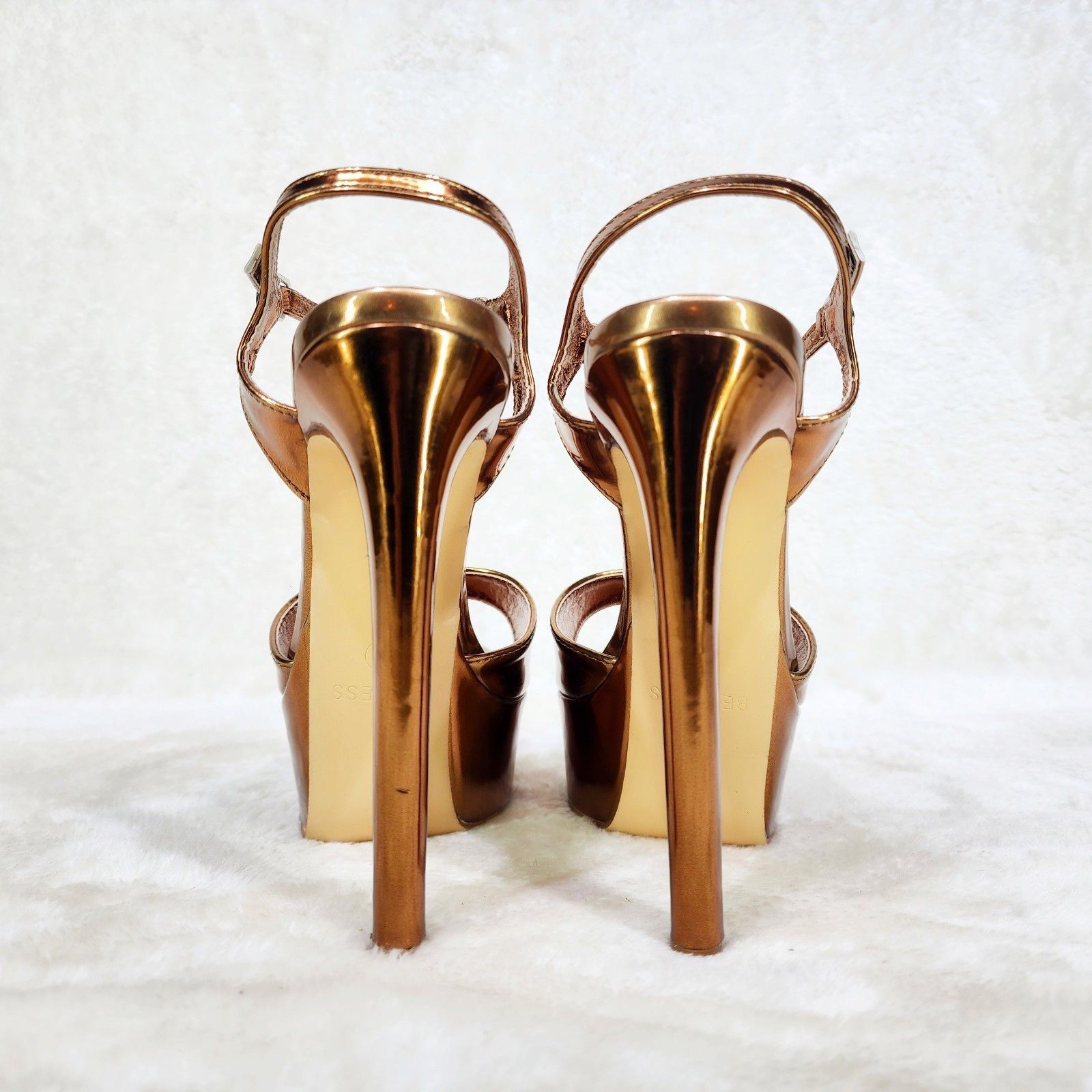 Other Gwen Bronze Metallic Platform Open Toe 6" Stiletto High Heel Size US 9 / IT 39 - 4 Thumbnail