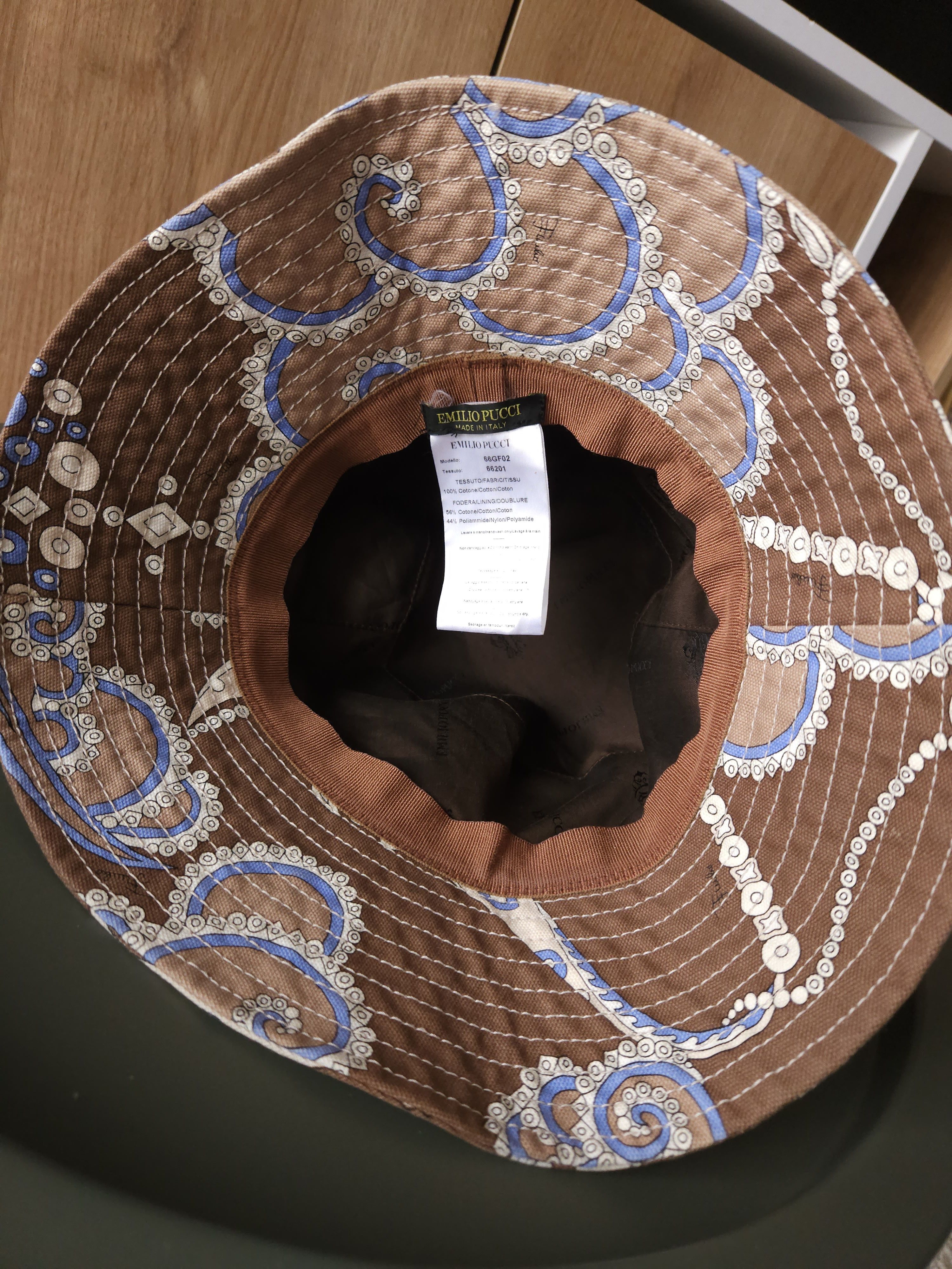 Emilio Pucci Emilio Pucci Brown Pattern Canvas Bucket Hat Size ONE SIZE - 6 Thumbnail