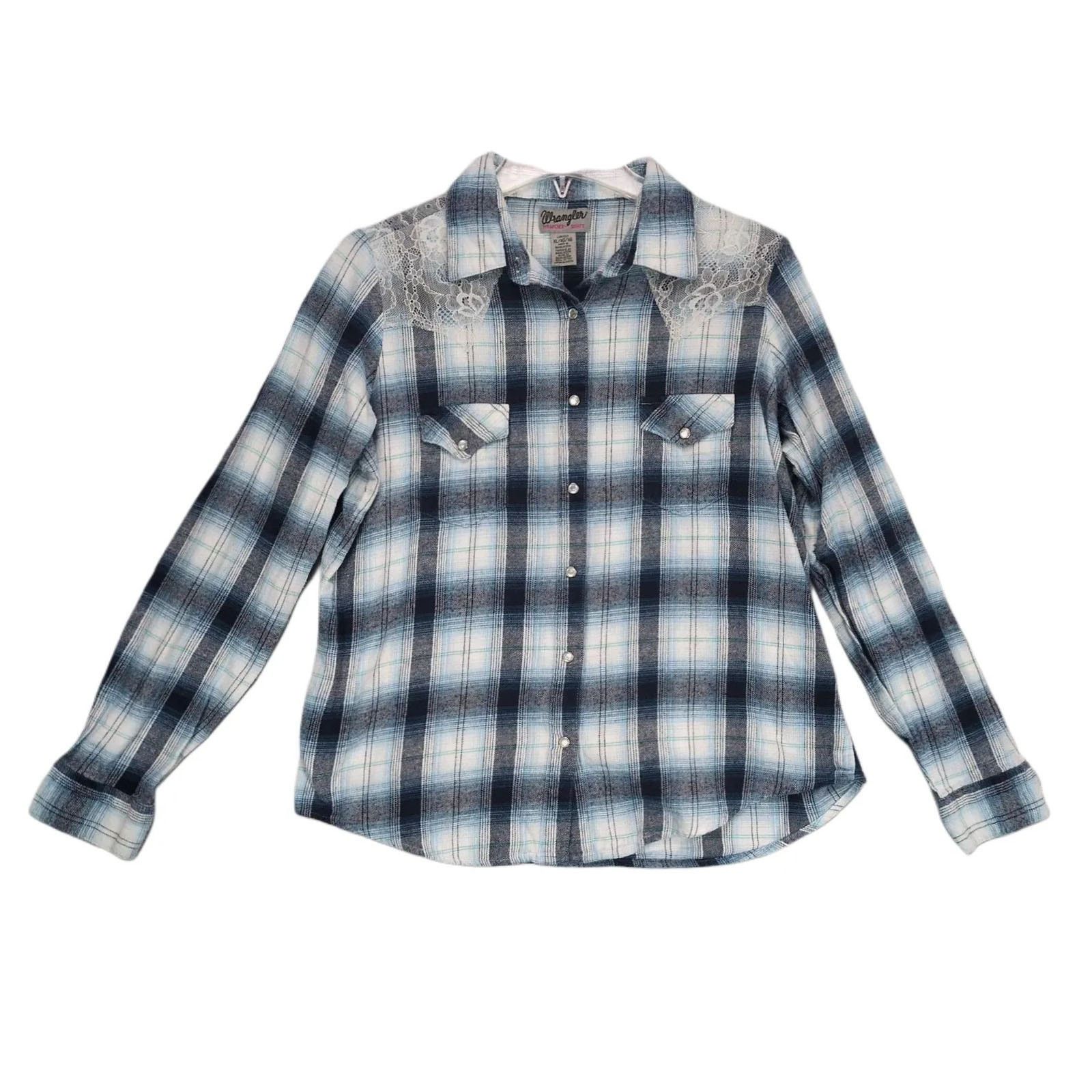 Wrangler Wrangler Wrancher Women's XL Plaid Flannel Pearl Snap Shirt Size XL / US 12-14 / IT 48-50 - 1 Thumbnail