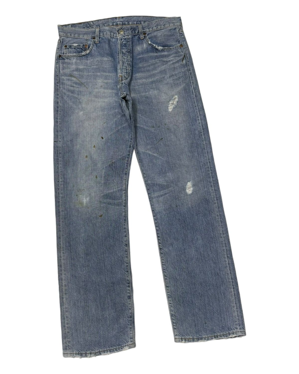 Levi's VINTAGE LEVIS 501 JAPAN BLUE WASH DISTRESS DENIM JEANS Size US 35 - 7 Thumbnail