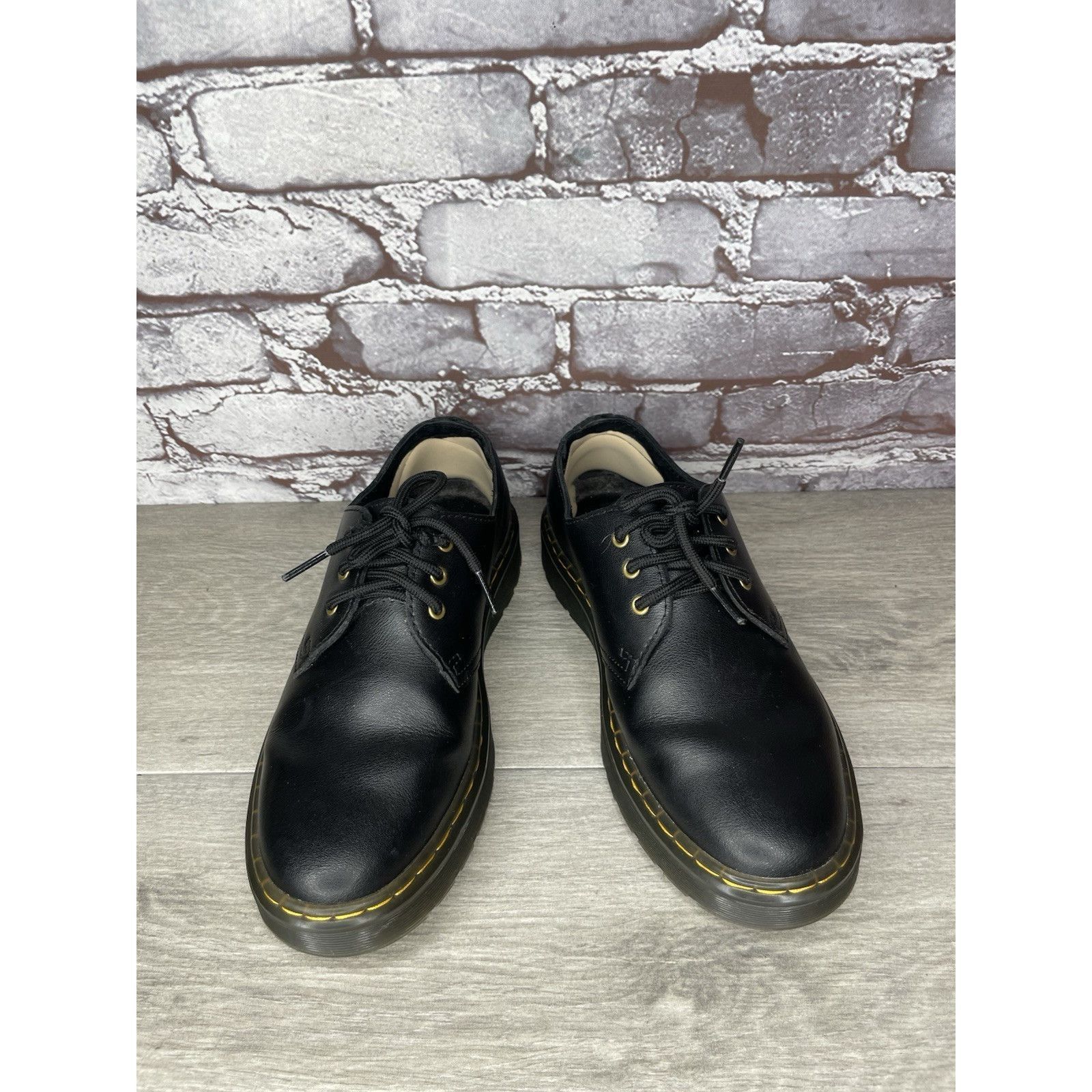 Dr. Martens DR MARTENS Air Wair ZAVALALO Unisex Black Leather Shoes Wome Size US 7 / IT 37 - 2 Thumbnail