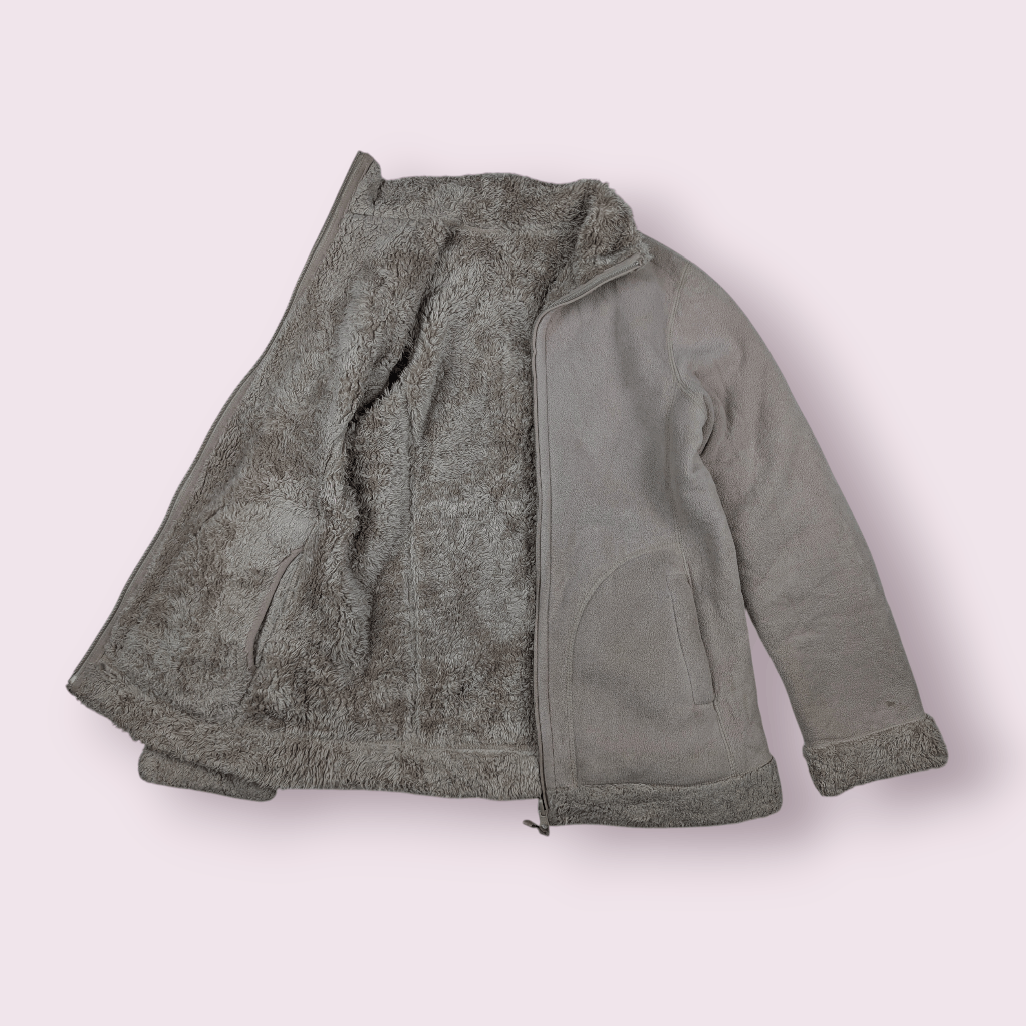 Uniqlo 2000's UNIQLO Reversible Grey Faux Fur Winter Fleece Jacket Size S / US 4 / IT 40 - 1 Thumbnail