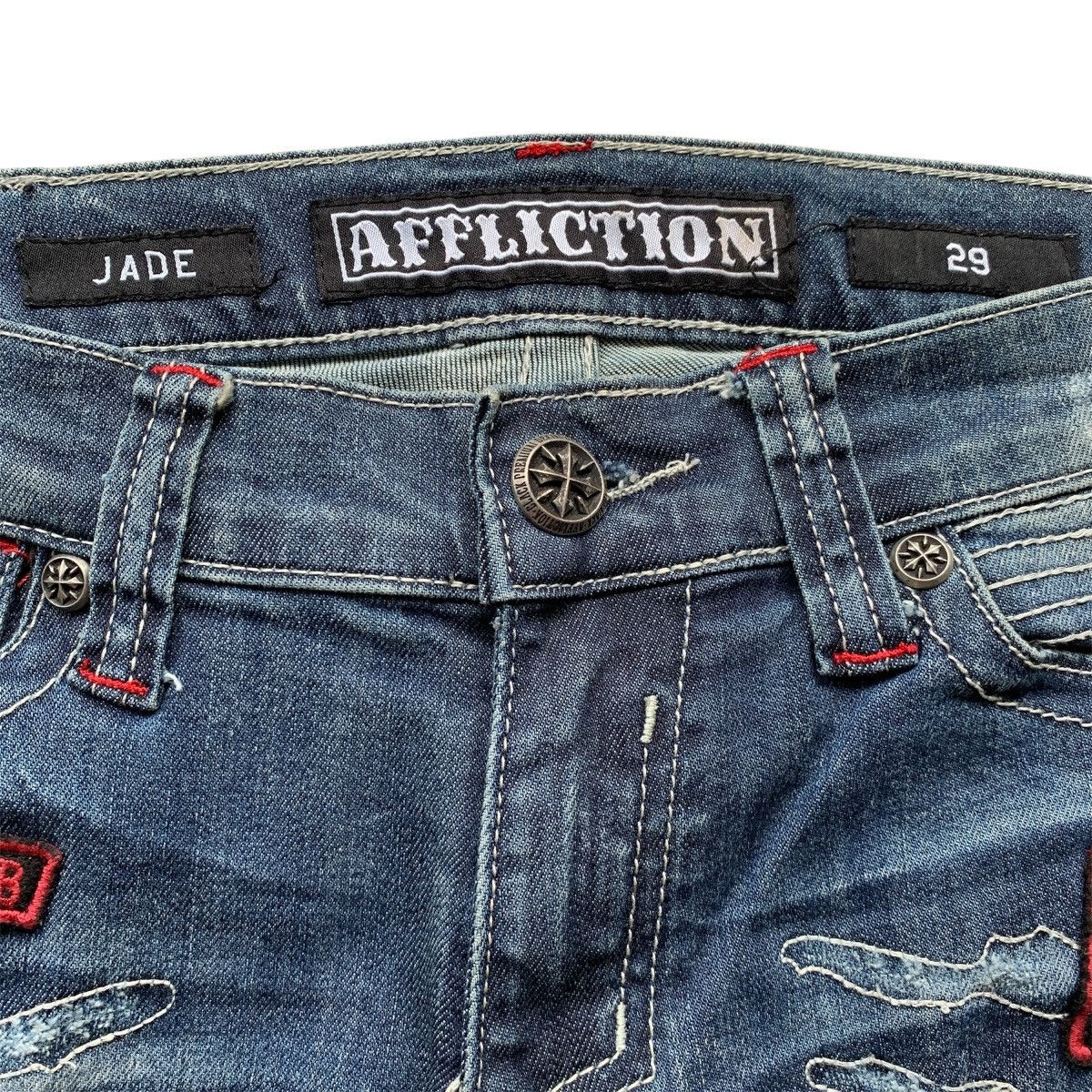 Le Grande Bleu (L.G.B.) Distressed Affliction Flared Jeans LGB Ifsix GOA Style Size US 29 - 8 Thumbnail