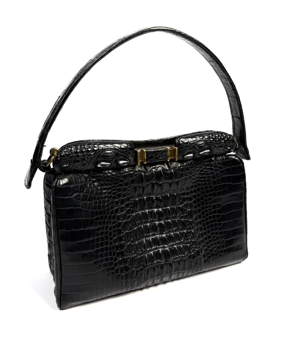 Vintage 1950-60s Genuine Crocodile Hornback Frame Top Handbag Exotic Size ONE SIZE - 6 Thumbnail