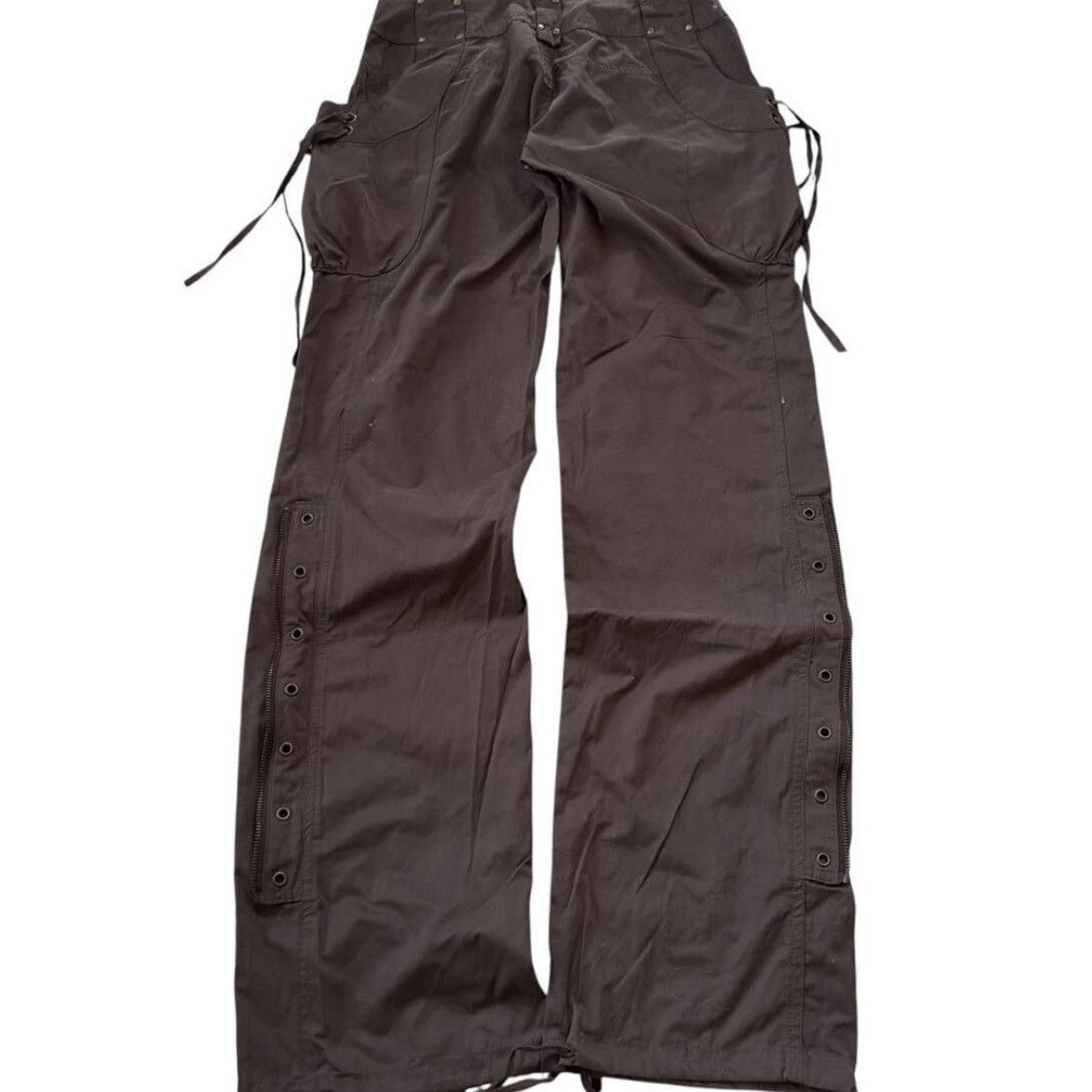 Japanese Brand 00s Japanese label Y2K lace up gimmick cargo flare pants Size 28" / US 6 / IT 42 - 4 Thumbnail