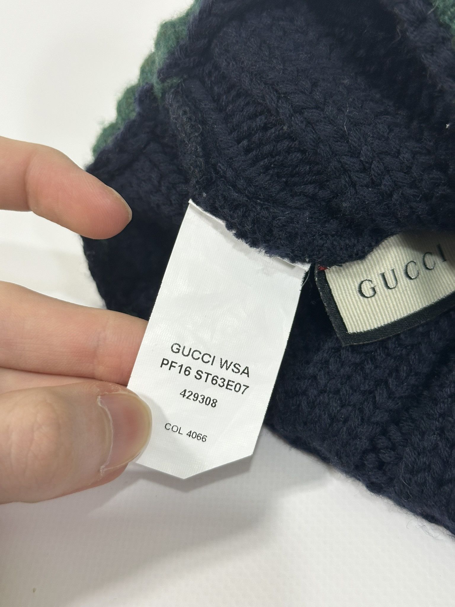 Gucci Gucci Beanie Winter Hat Knit Web Logo Pompom Dark Navy Size ONE SIZE - 8 Thumbnail