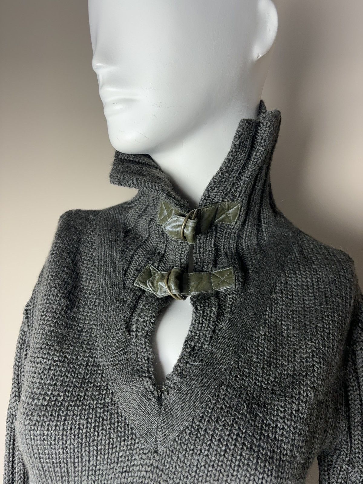 Vintage Avant garde belted vintage knit wool sweater Size M / US 6-8 / IT 42-44 - 2 Thumbnail
