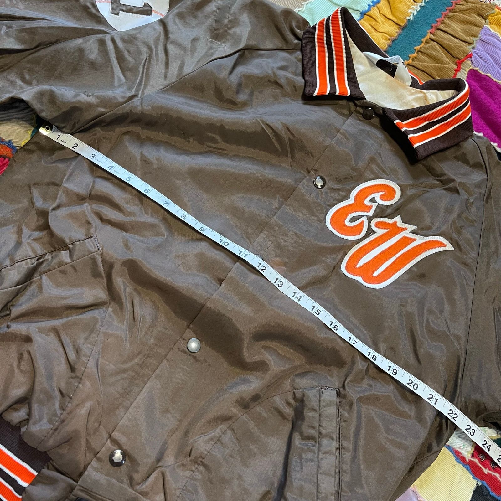 Other Vintage EW Brown/Orange Highschool Varsity Jacket Large / XL Size US XL / EU 56 / 4 - 5 Thumbnail