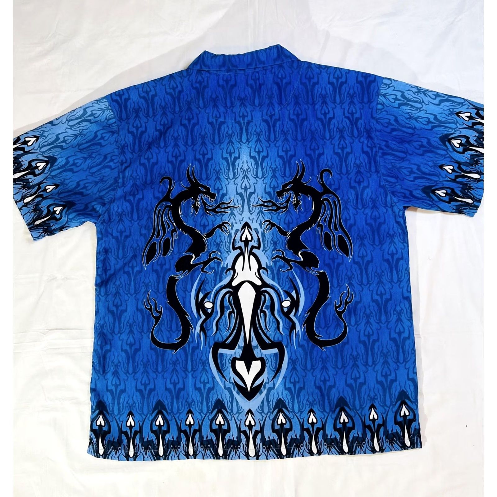 Vintage Steve & Barry's Club Shirt Mens Large Dragon Tribal Print Button Up 90s Yellow? Blue Dragon Graphic Print 90s Size US L / EU 52-54 / 3 - 2 Thumbnail
