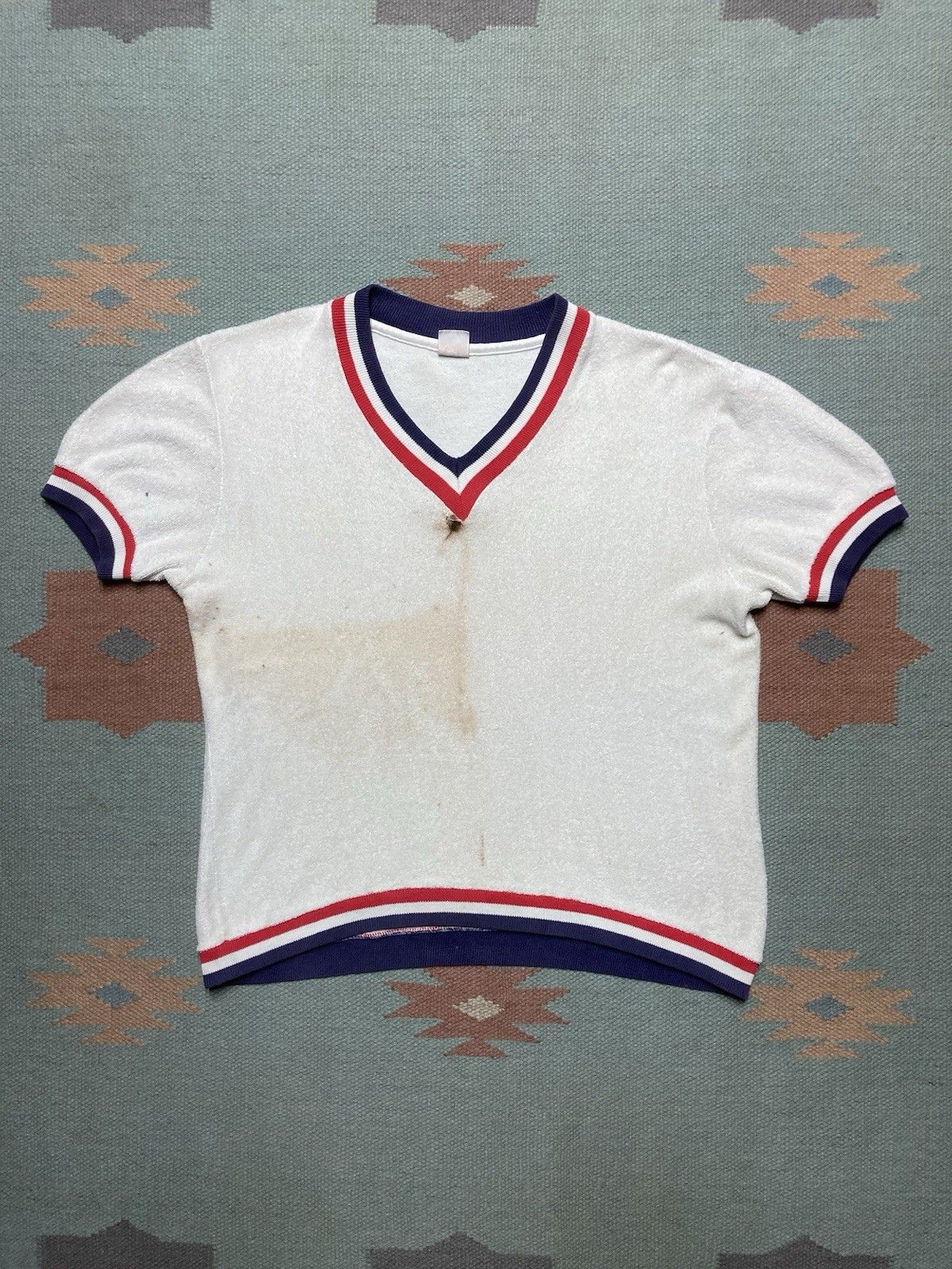 Vintage 1960s Terry cloth t shirt white Jantzen stained boxy medium Size US M / EU 48-50 / 2 - 1 Thumbnail