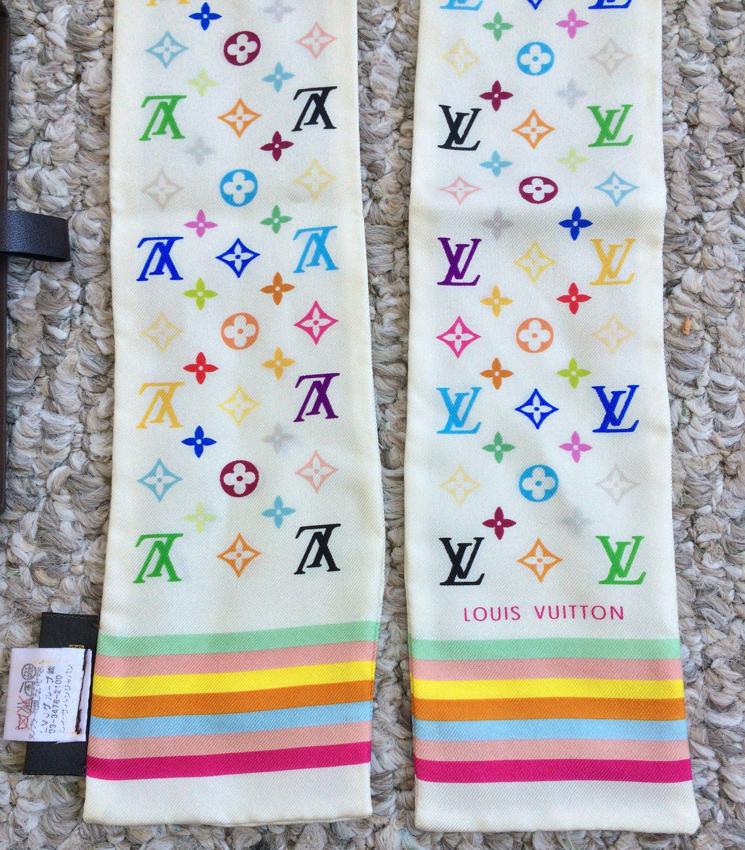 Louis Vuitton × Takashi Murakami S/S 2003 Louis Vuitton Murakami Multicolor Monogram Scarf Size ONE SIZE - 6 Thumbnail