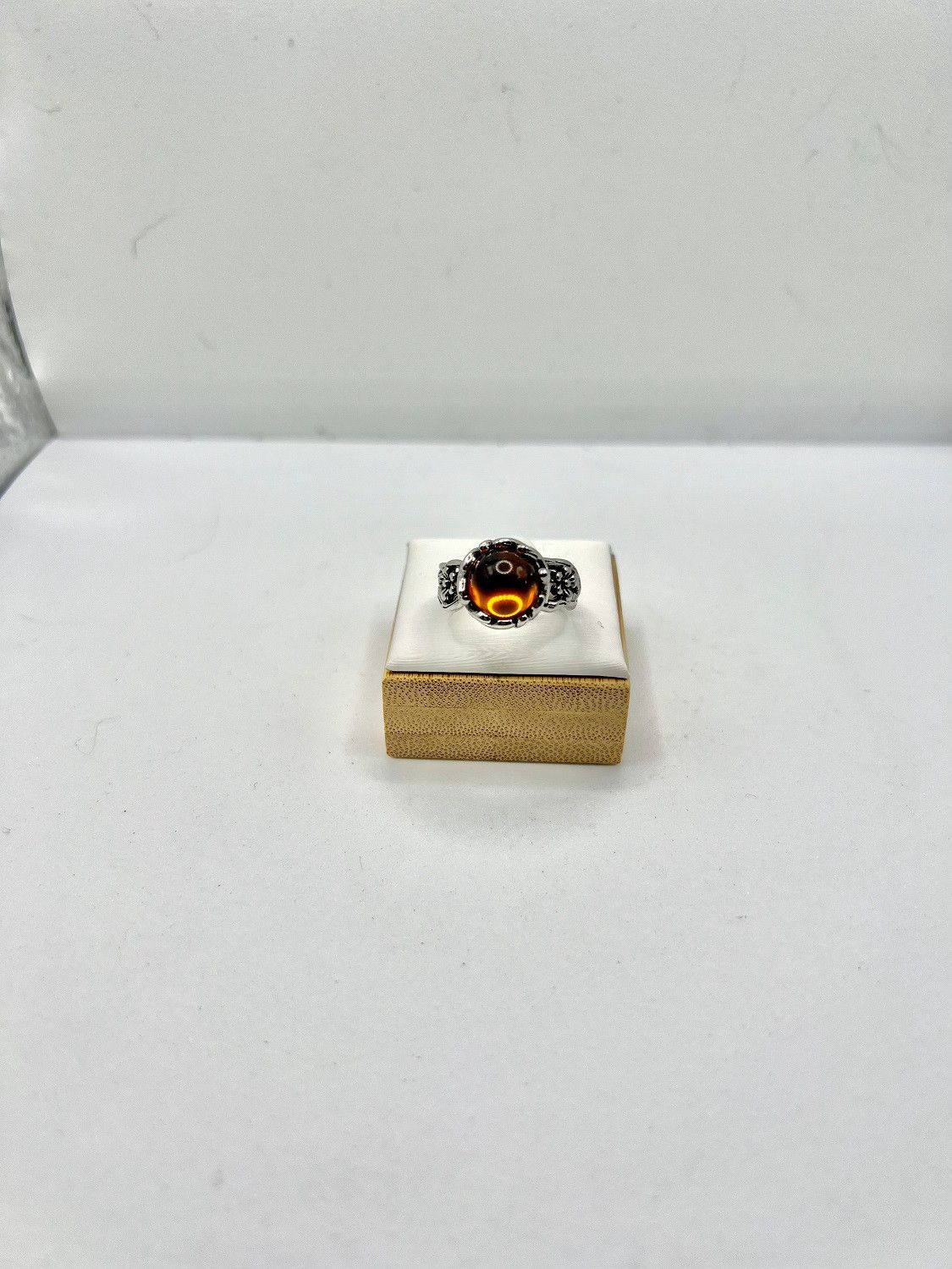 Handmade Amber Crystal Tibetan Silver Ring - size 6.75 Size ONE SIZE - 1 Thumbnail
