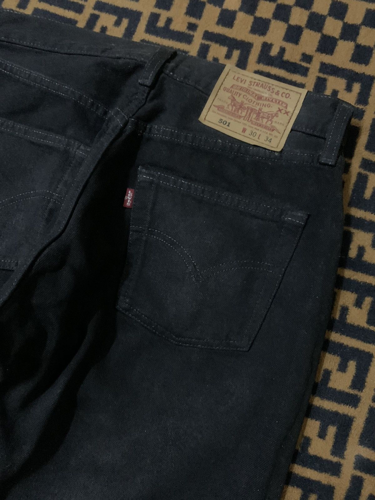 Levi's Vintage Clothing 💥Vintage Levi’s 501 Super Black Waxed Denim Size US 30 / EU 46 - 2 Thumbnail