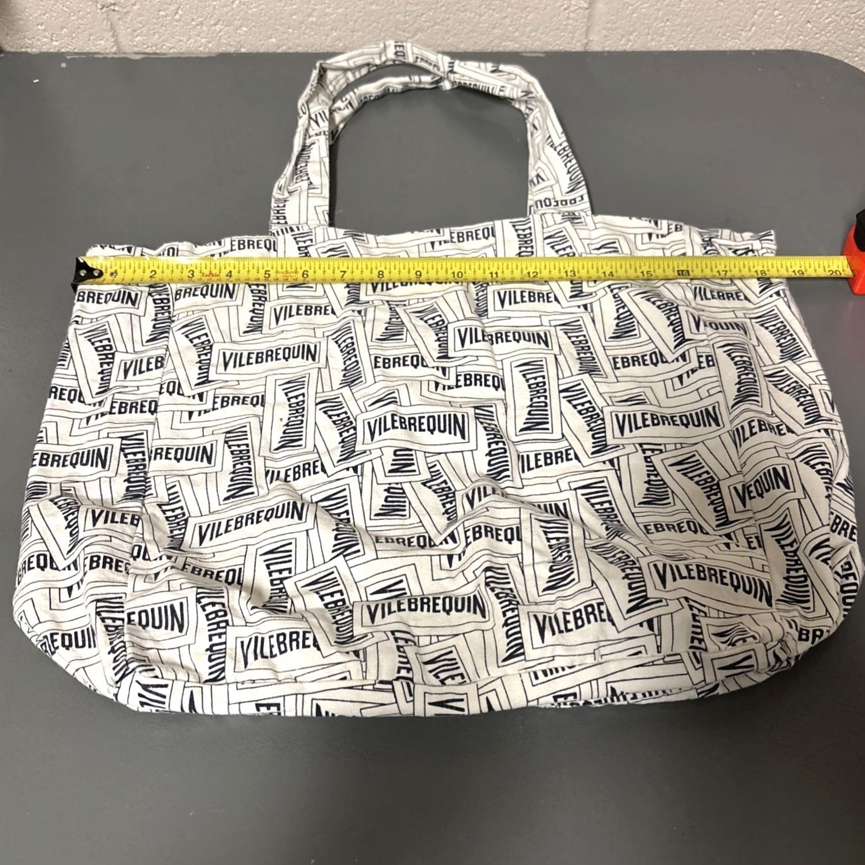 Vintage Villebrequin Tote Bag Logo All Over Print Medium White Black Unisex Adults White Cotton Tote Medium White Black Size ONE SIZE - 5 Thumbnail