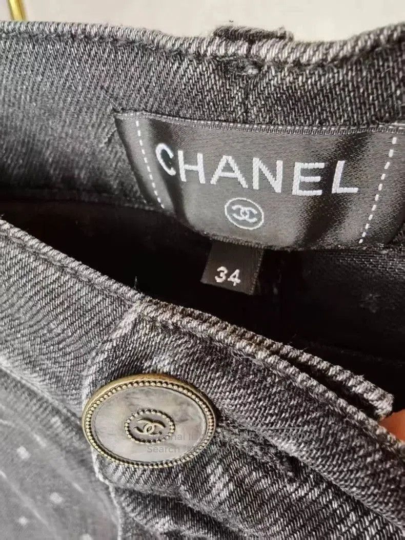 Chanel Chanel Denim Jeans with Logo Print. Size US 34 / EU 50 - 2 Thumbnail