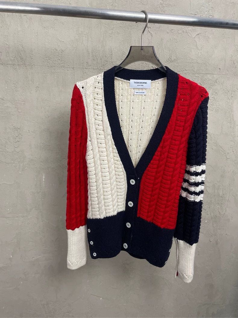 Thom Browne Thom Browne American red and Tibetan blue blended wool swe Size XS / US 0-2 / IT 36-38 - 1 Thumbnail