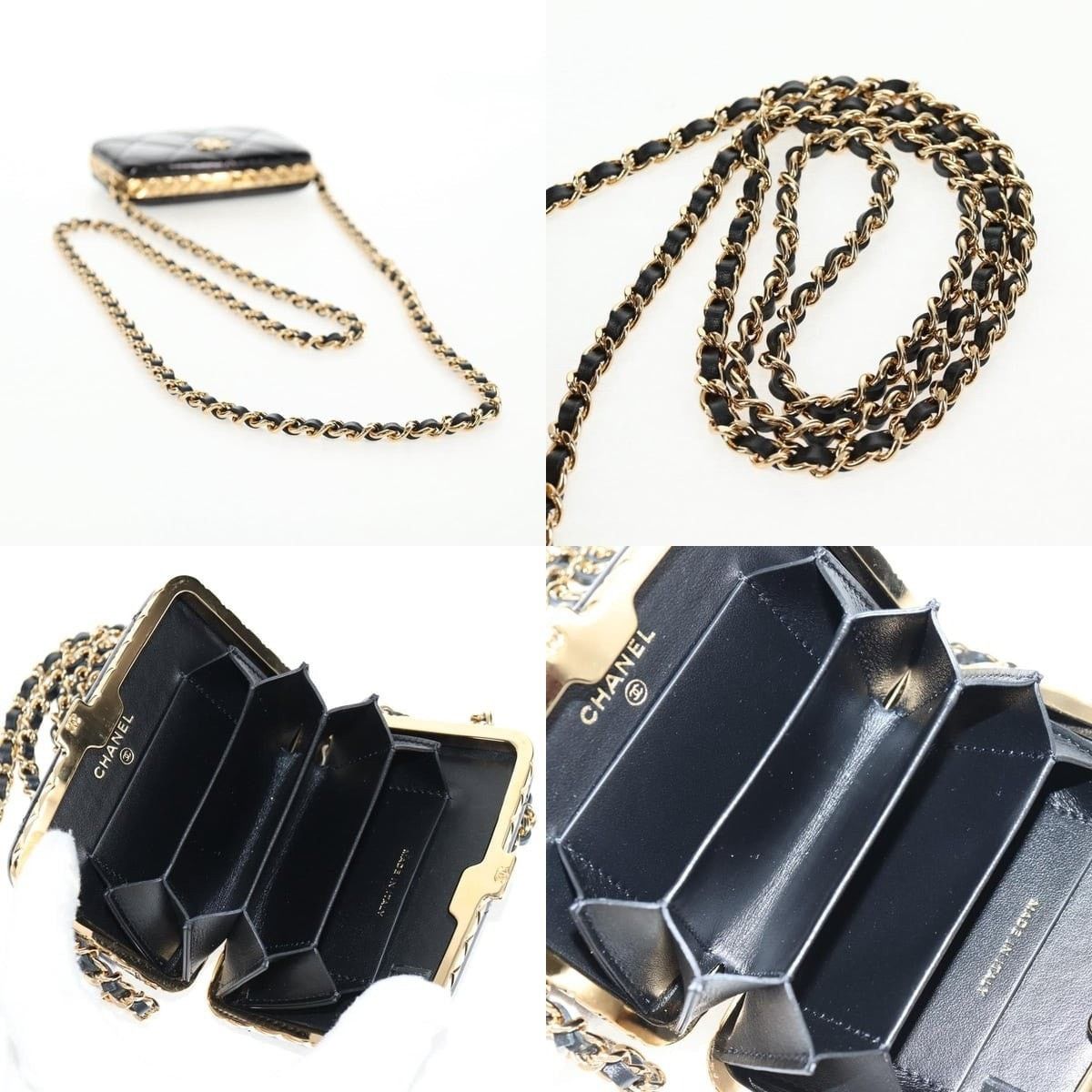 Chanel Chanel Chain Shoulder Bag Patent Leather Black Gold CC Size ONE SIZE - 4 Thumbnail
