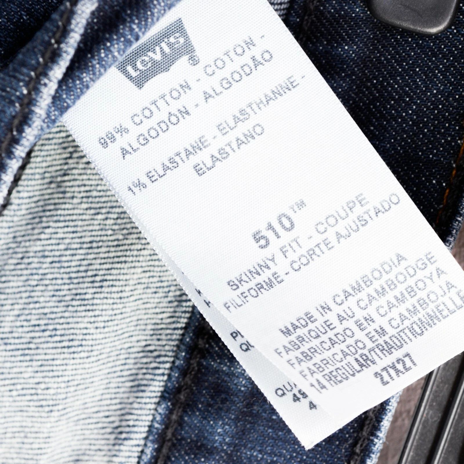 Levi's STRAUSS 510 Skinny Fit Women W27 L27 Jeans Trousers Slim Mid Size 27" / US 4 / IT 40 - 5 Thumbnail
