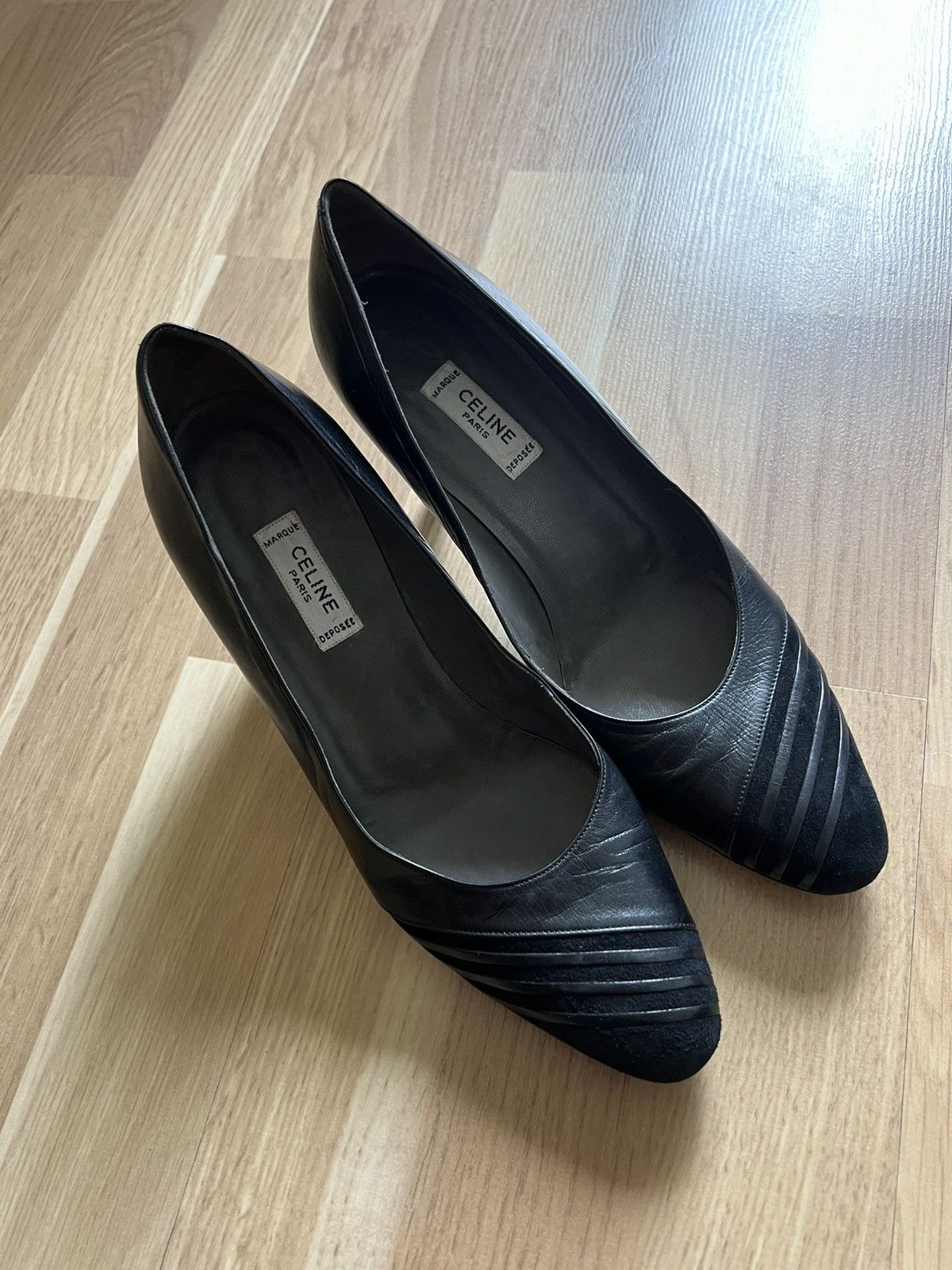 Celine Vintage High Heels Shoes Avant Garde 90's Fait Main in Black, Women's (Size 7.5)