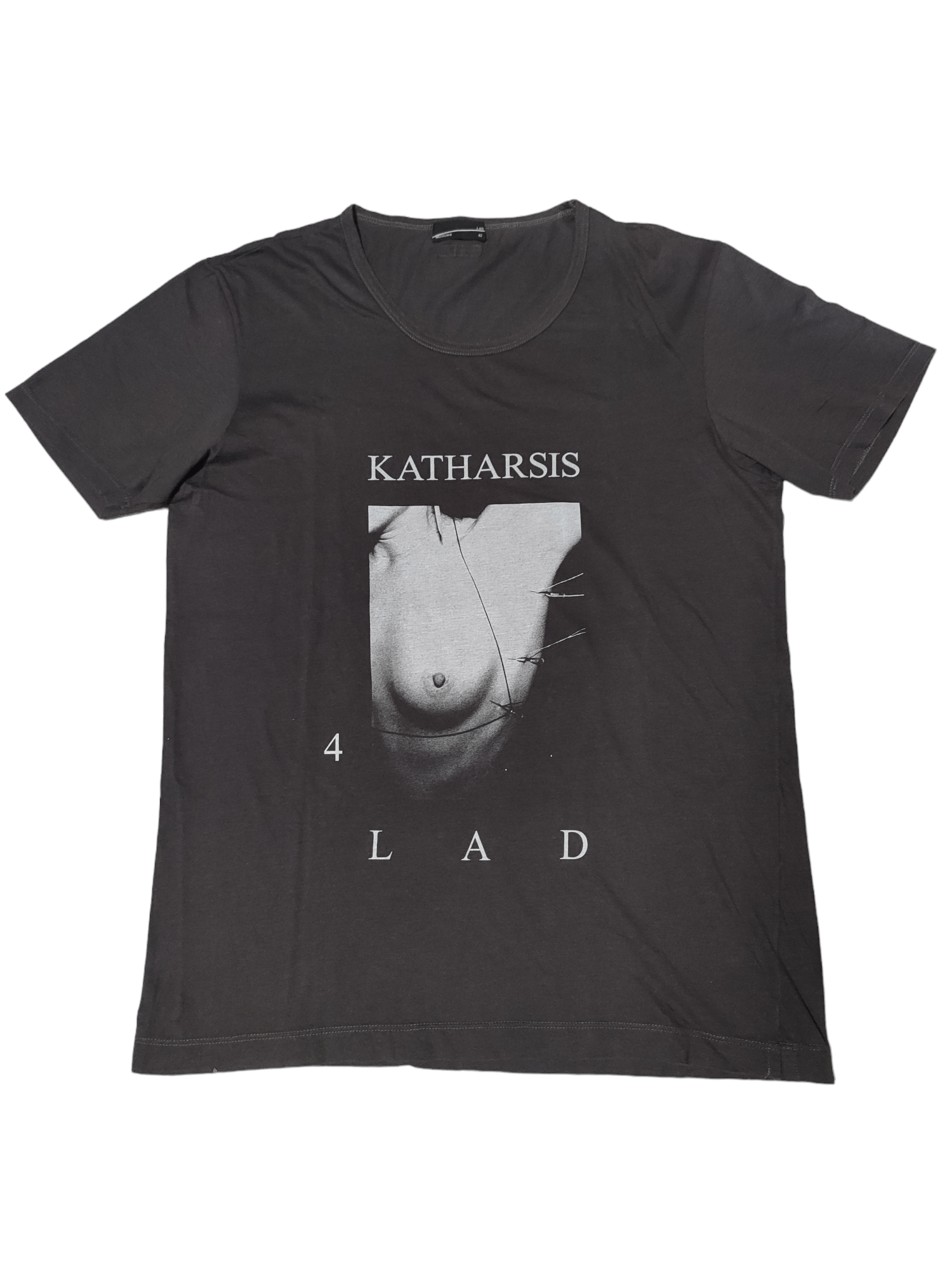 Image of Archival Clothing x Enfants Riches Deprimes Lad Musician - "katharsis" Chest T-Shirt in Faded Black