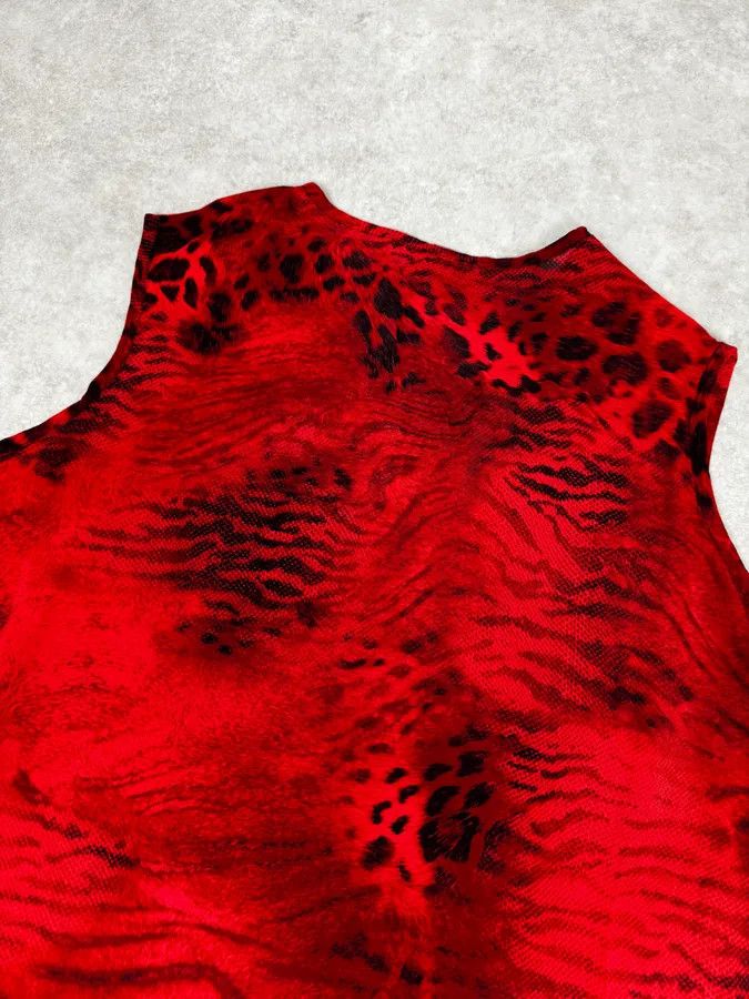Just Cavalli 2000s Cavalli Leopard Red Tank Top Size M / US 6-8 / IT 42-44 - 6 Thumbnail