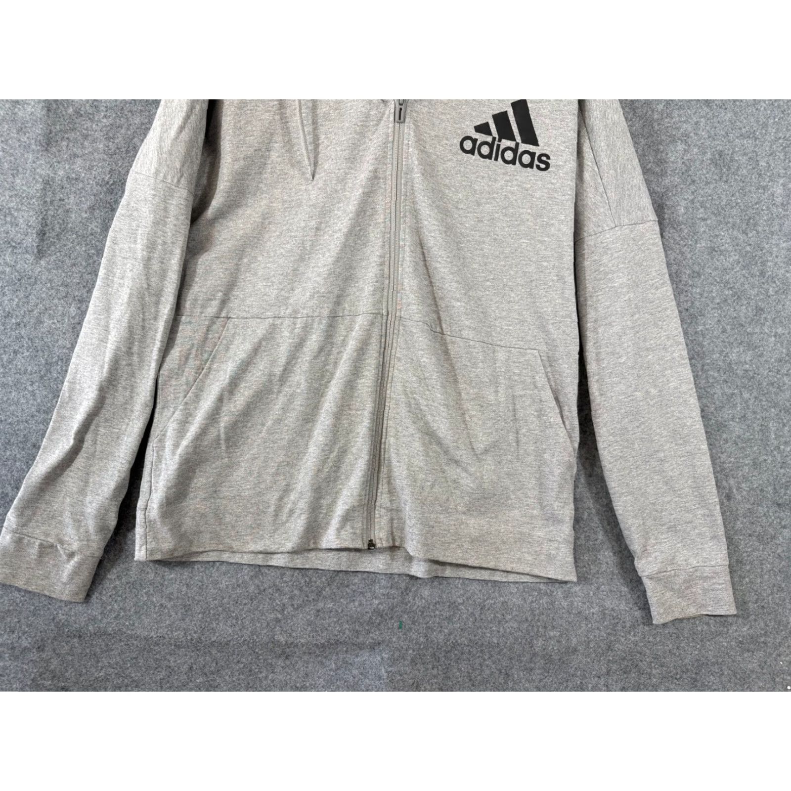 Adidas Adidas Hoodie Mens L Heather Gray Full Zip Raglan Sleeve Outdoor Performance Pockets Size US L / EU 52-54 / 3 - 4 Thumbnail