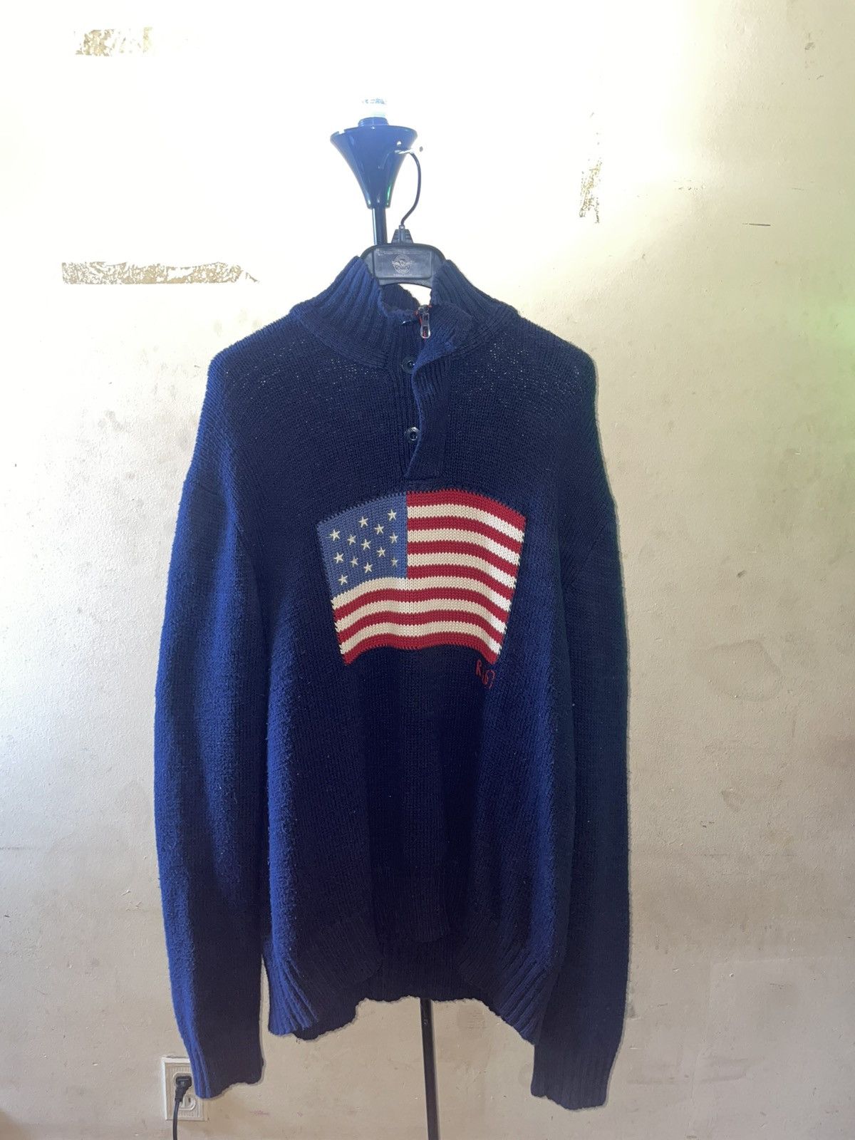 Ralph Lauren USA Flag Zip Sweater XXL