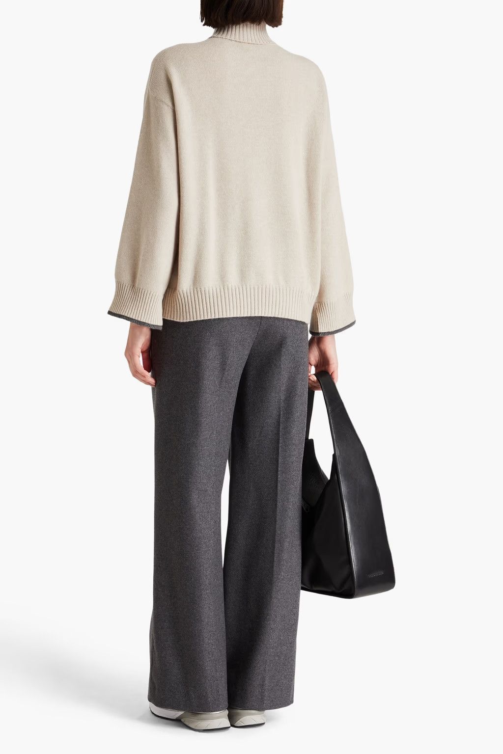 Brunello Cucinelli o1y0825 Turtleneck Cashmere Blend Sweater in Sand Size XS / US 0-2 / IT 36-38 - 3 Thumbnail